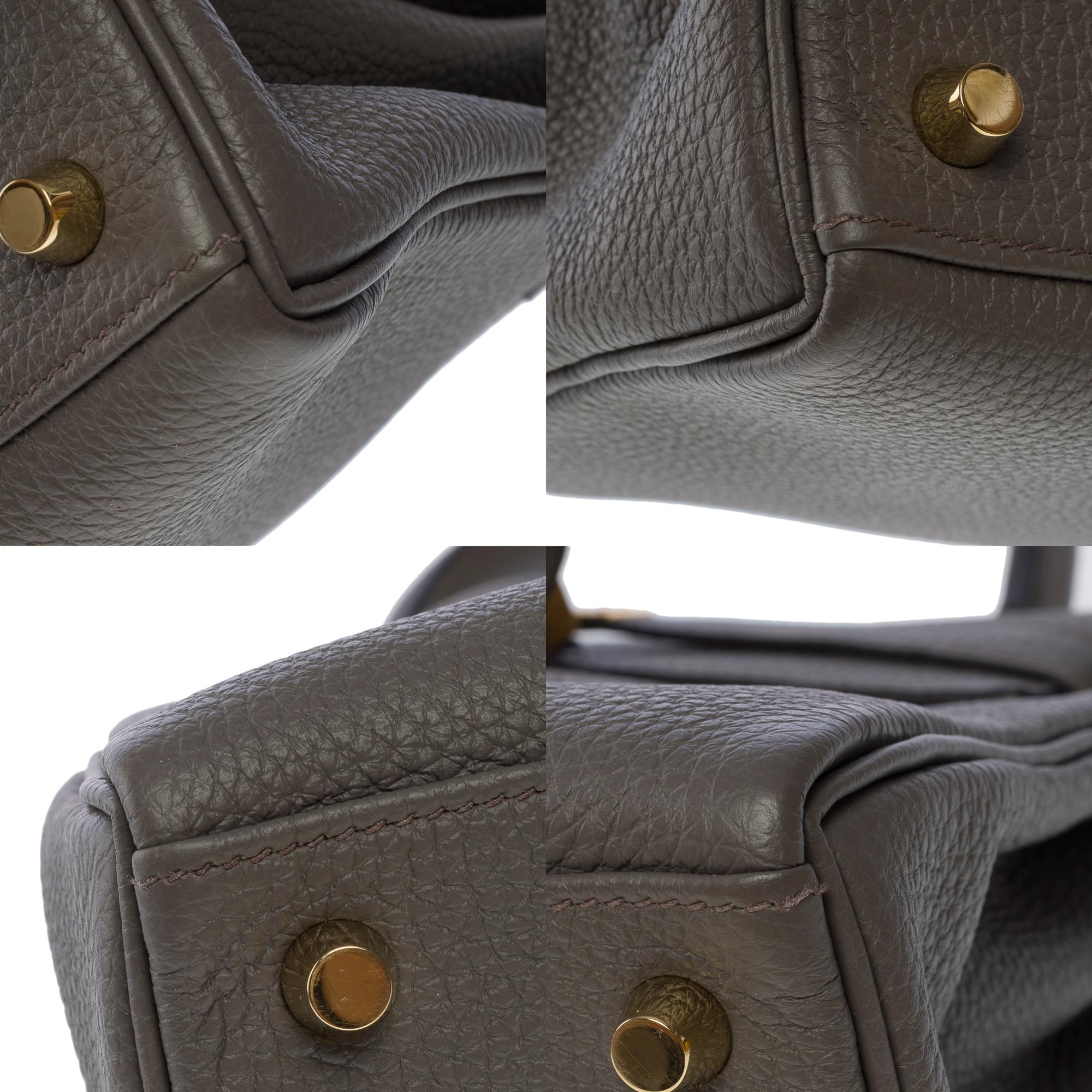 Amazing & Rare Hermès Kelly 25 handbag strap in Togo Grey etain leather, GHW For Sale 4
