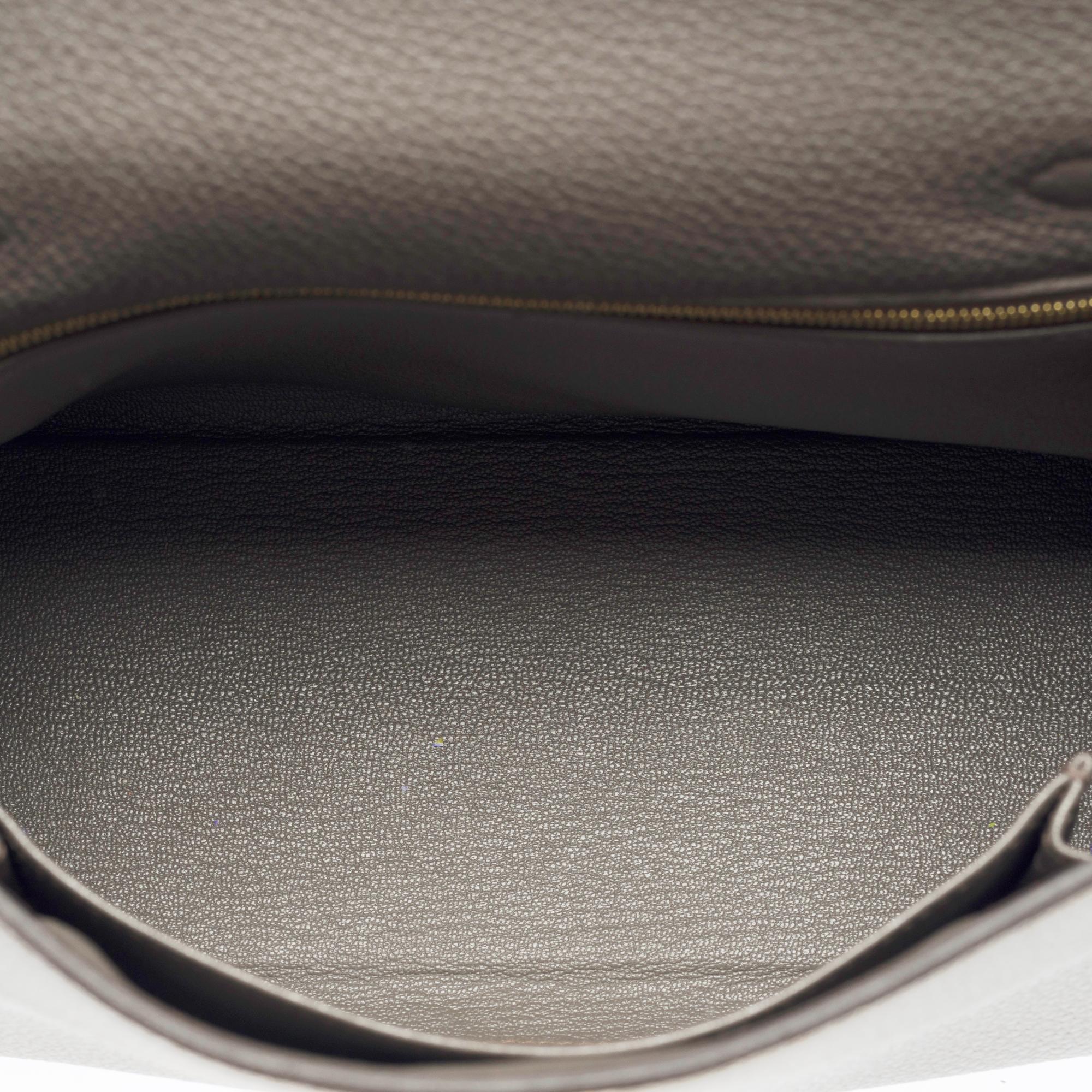 Amazing & Rare Hermès Kelly 25 handbag strap in Togo Grey etain leather, GHW For Sale 1