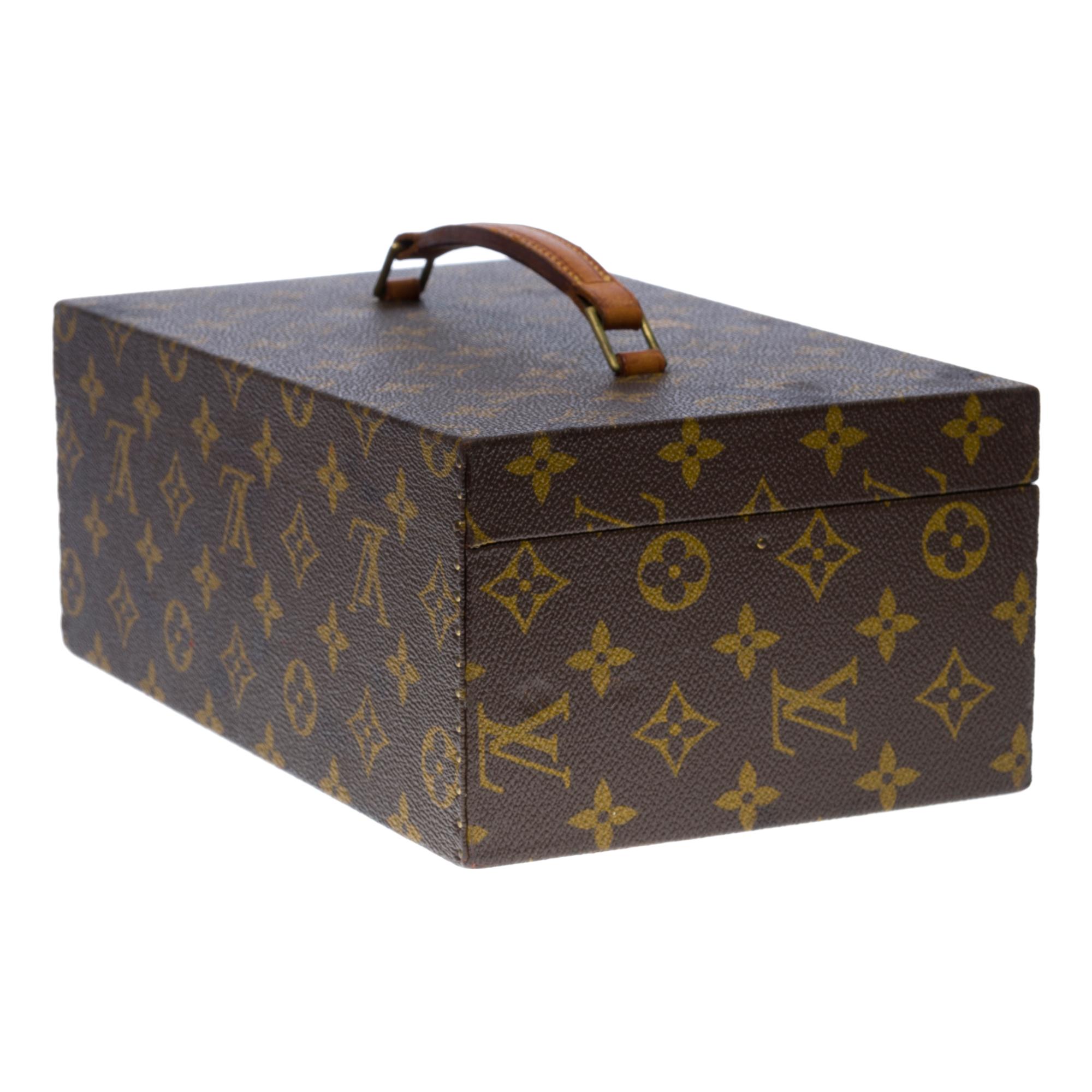 Black Amazing & Rare Louis Vuitton Box in Brown canvas and natural leather