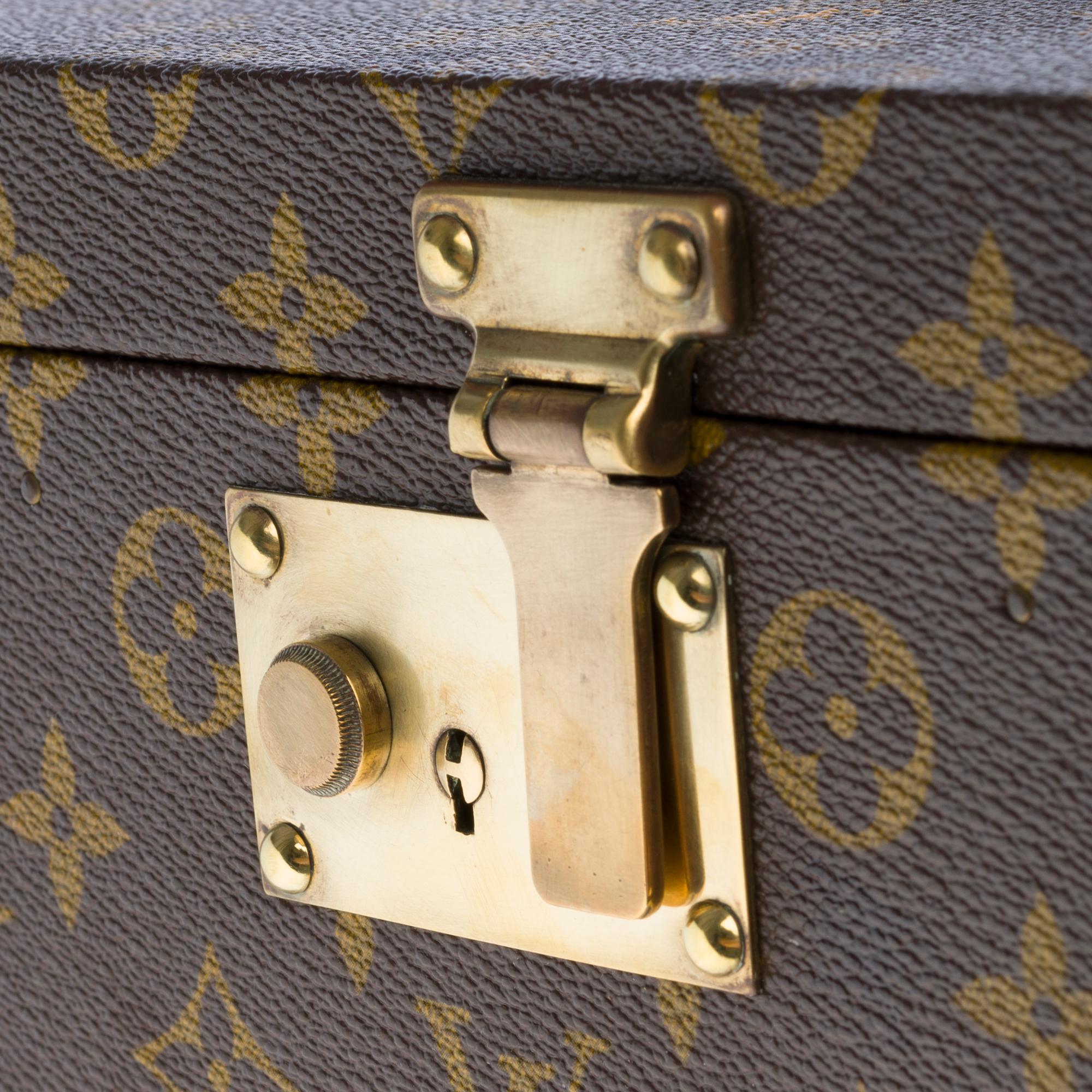 Amazing & Rare Louis Vuitton Box in Brown canvas and natural leather In Good Condition In Paris, IDF