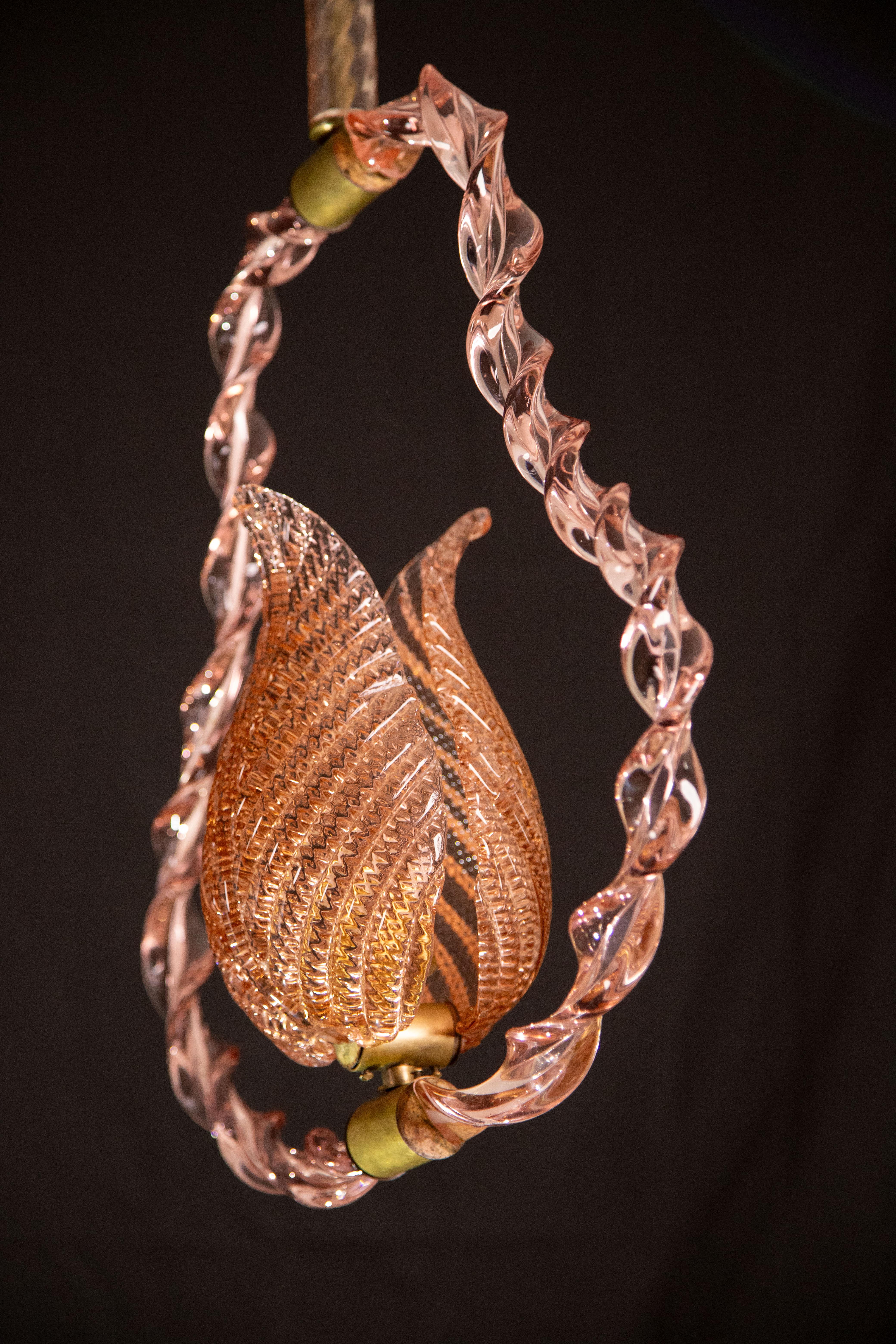 Amazing Rare Pink Murano Twisted Glass Chandelier by Ercole Barovier, 1940s For Sale 6