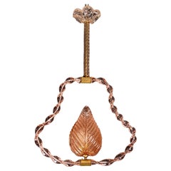 Amazing Rare Pink Murano Twisted Glass Chandelier by Ercole Barovier, 1940s