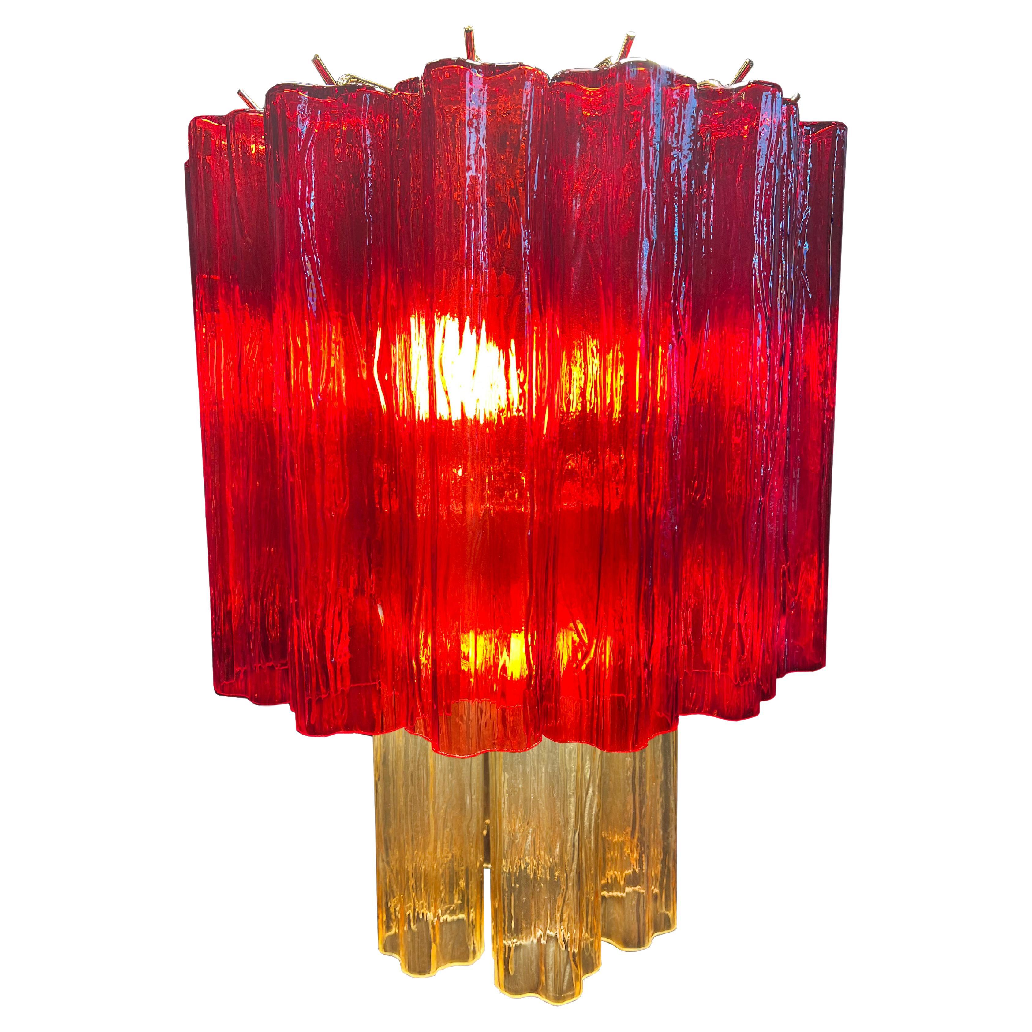 Amazing Red and Gold Chandelier by Valentina Planta, Murano For Sale