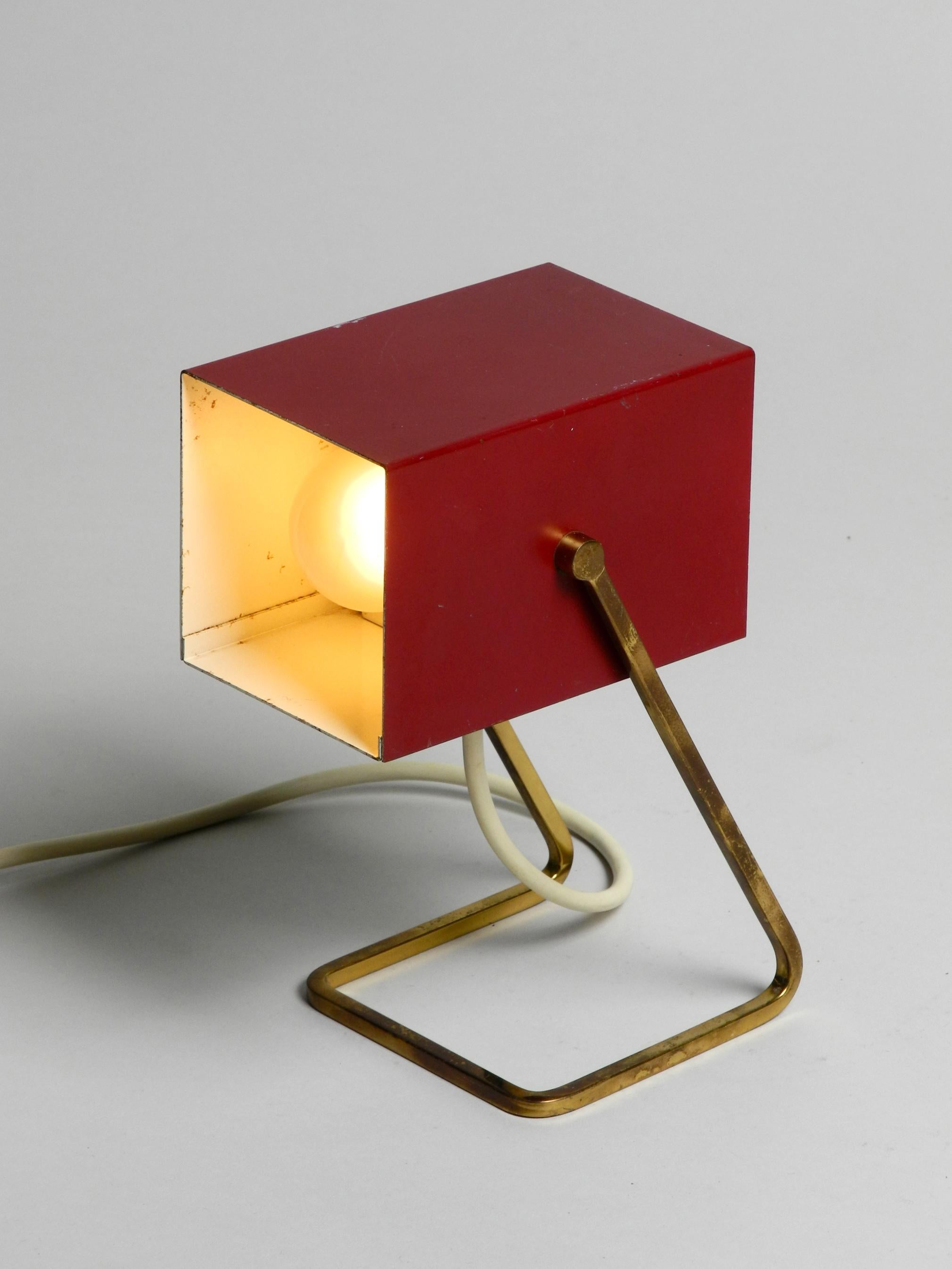 Amazing Red Kaiser Mid-Century Modern Metal Bedside Lamp with Brass Base 1