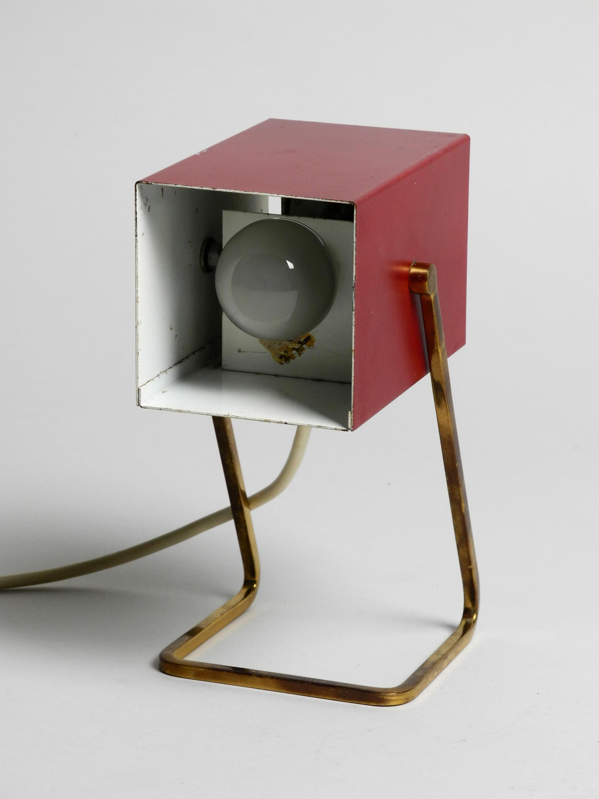 Amazing Red Kaiser Mid-Century Modern Metal Bedside Lamp with Brass Base 2