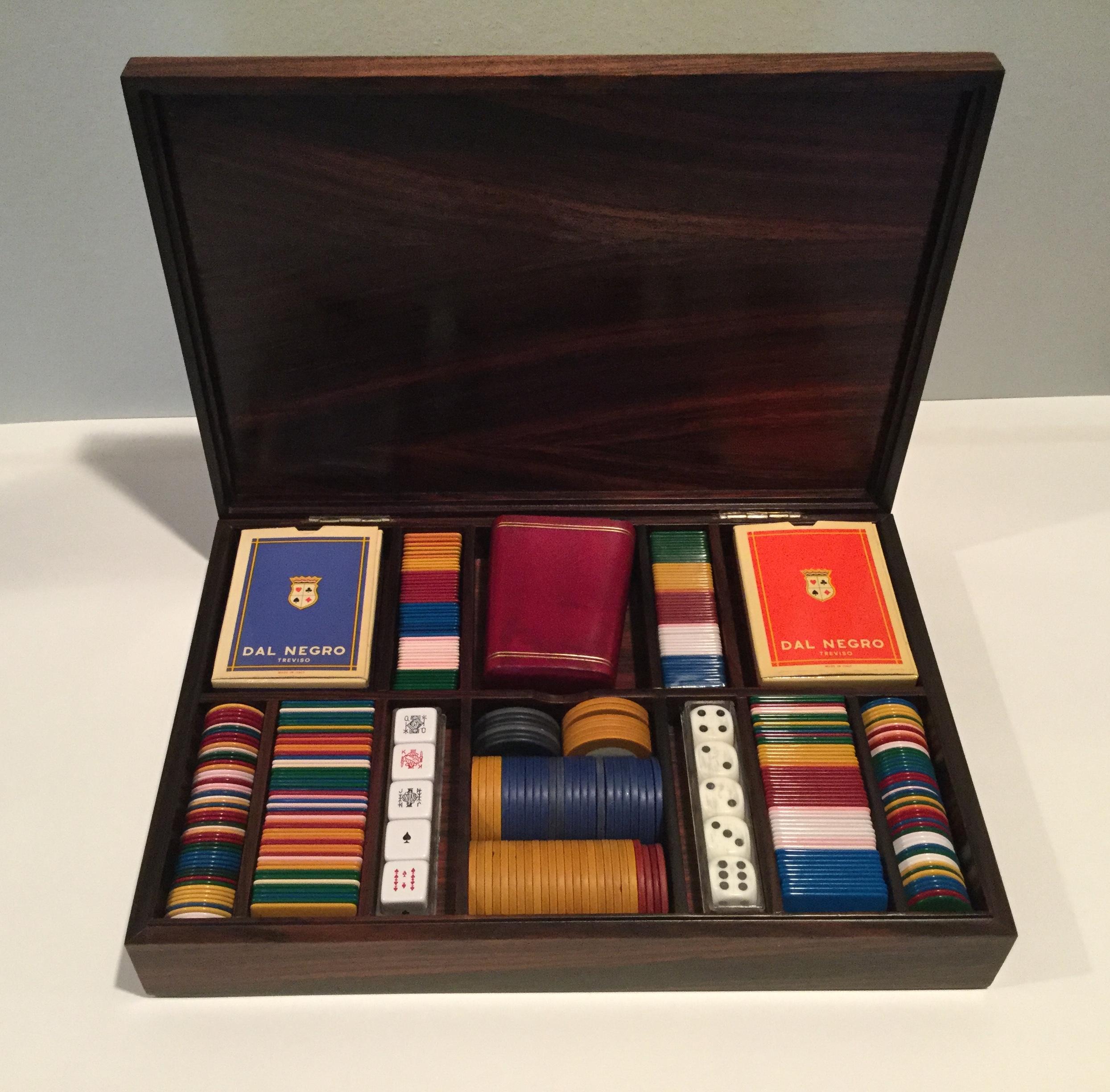 Mid-Century Modern Amazing Rosewood and Sterling Italian Game box by Ottaviani For Sale