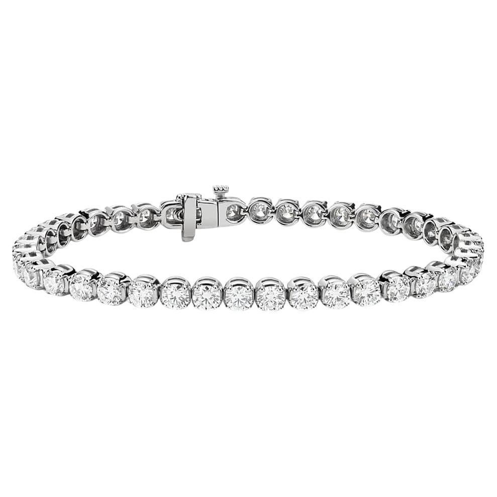 Sontuoso bracciale tennis con diamante rotondo in oro bianco 14K