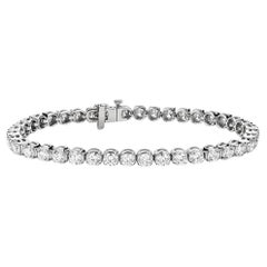 Sontuoso bracciale tennis con diamante rotondo in oro bianco 14K