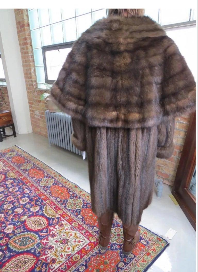Amazing Russian Sable Coat, Double Breasted, 7/8 Coat with Fold Over Cuff For Sale 1