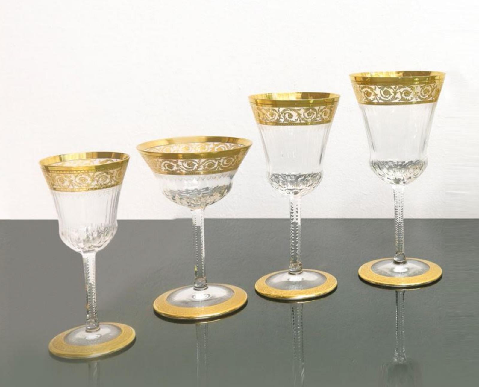 Modern Amazing Saint Louis - France Set of 48 glasses and bottles, 'THISTLE GOLD' 20th For Sale