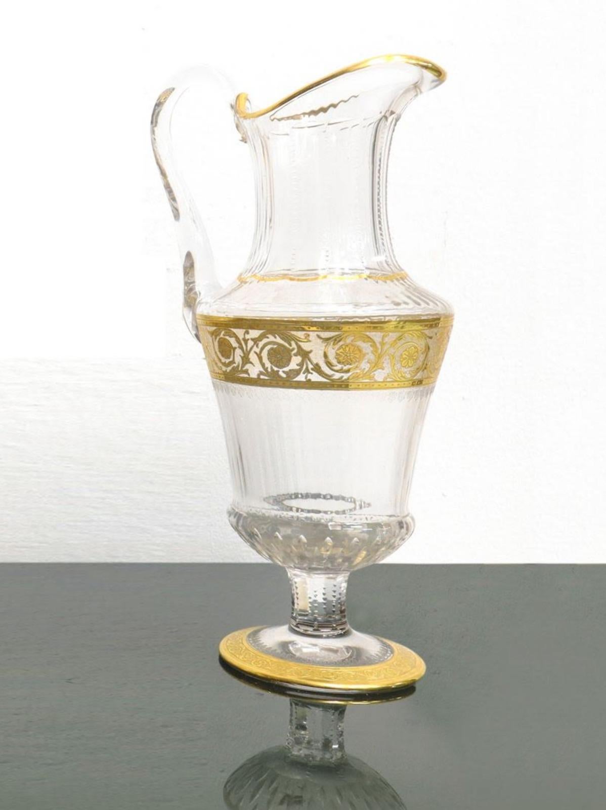 French Amazing Saint Louis - France Set of 48 glasses and bottles, 'THISTLE GOLD' 20th