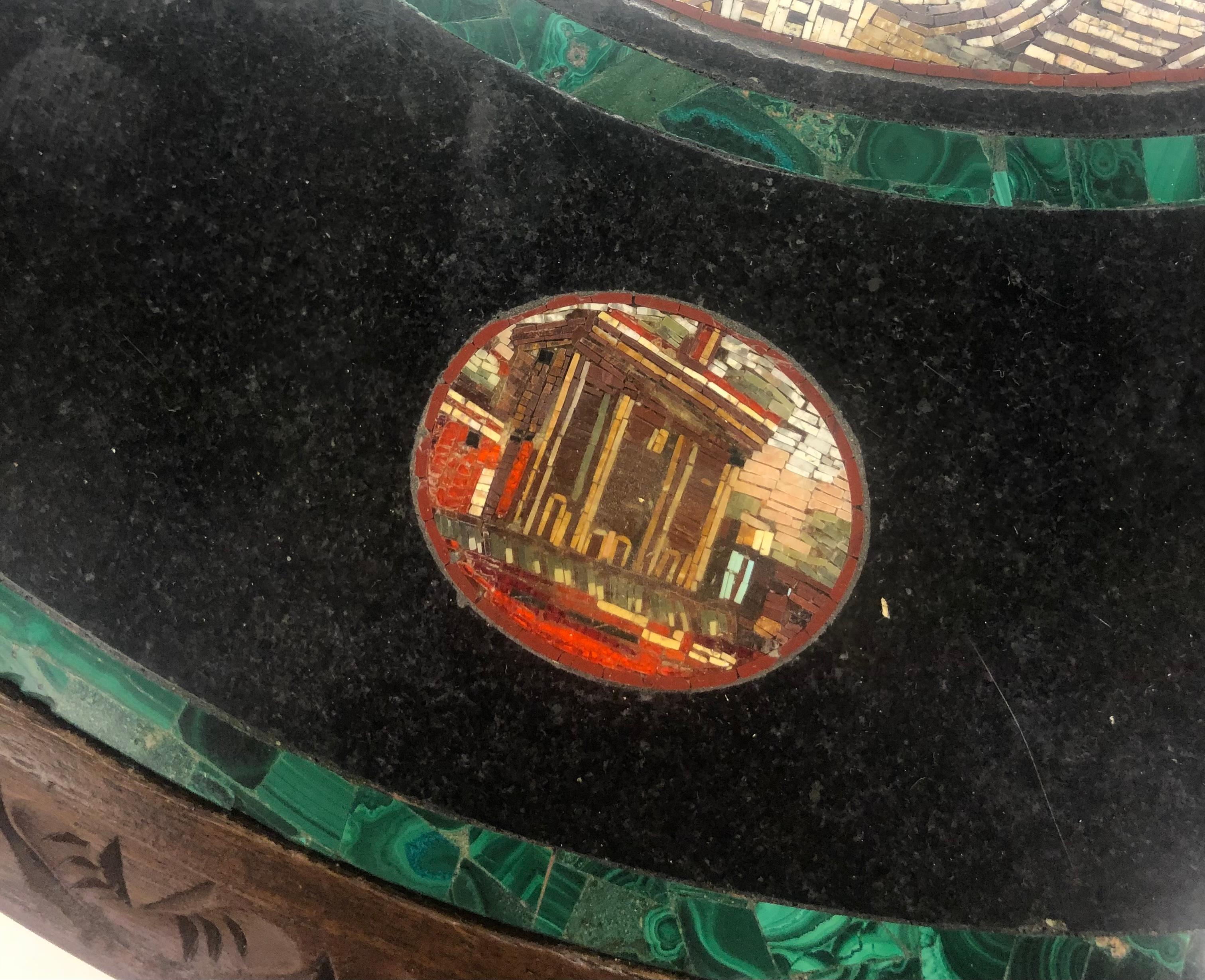 Amazing Scenic Micro Mosaic Table with Hand Carved Figures circa 19th Century For Sale 2