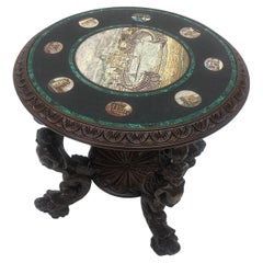 Amazing Scenic Micro Mosaic Table with Hand Carved Figures circa 19th Century