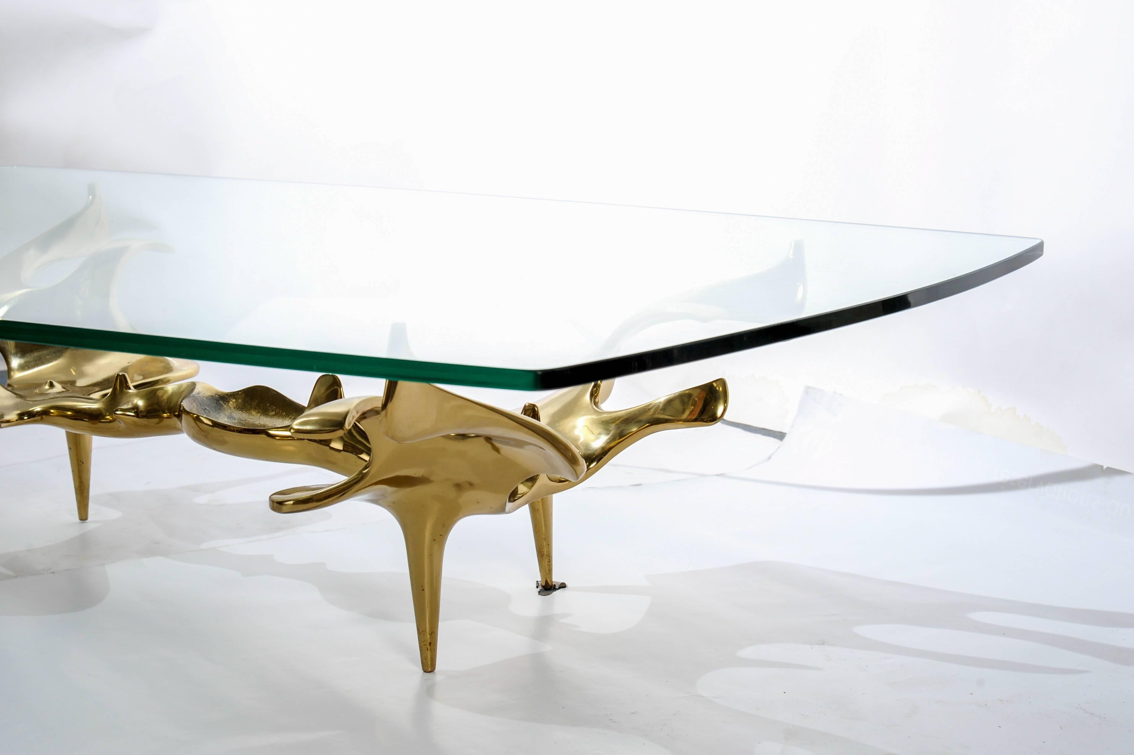 French Amazing Sculptural Bronze Cocktail Table by Victor Roman