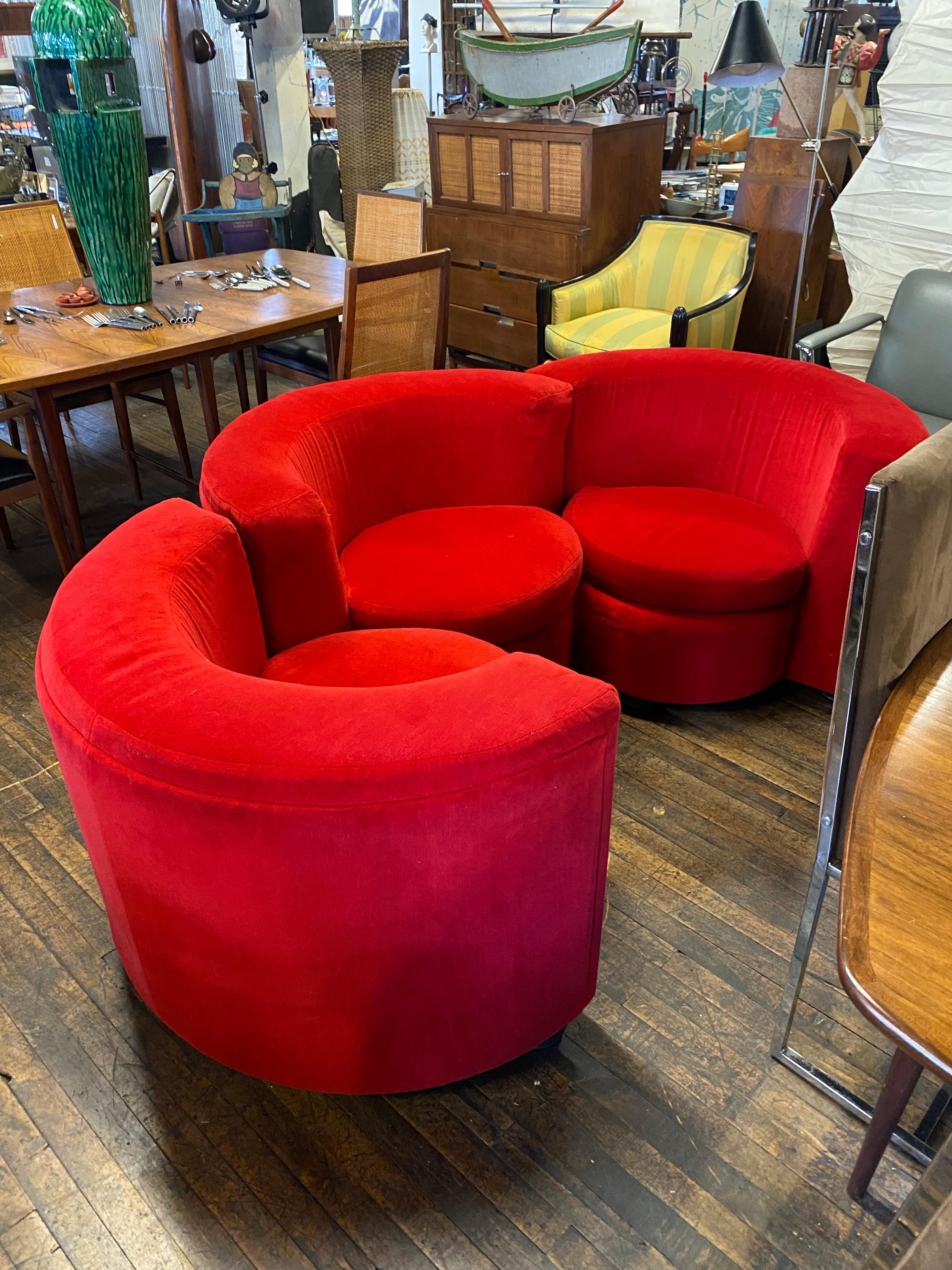 American Amazing Sectional Sofa / lounge chairs/ tete tete made by Thayer Coggin. .1970s For Sale