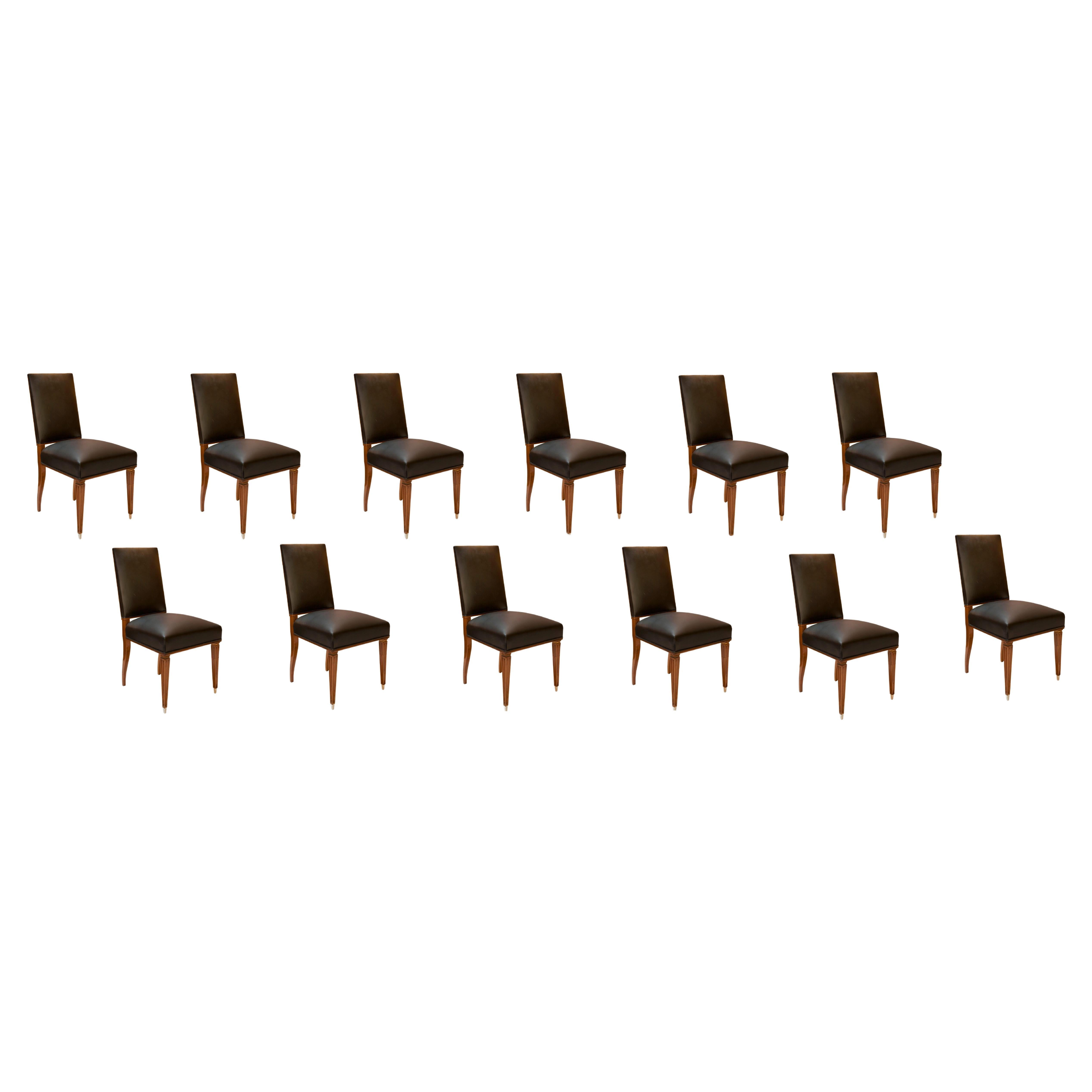 Magnifique ensemble de 12 chaises Art Déco 1920, France en vente