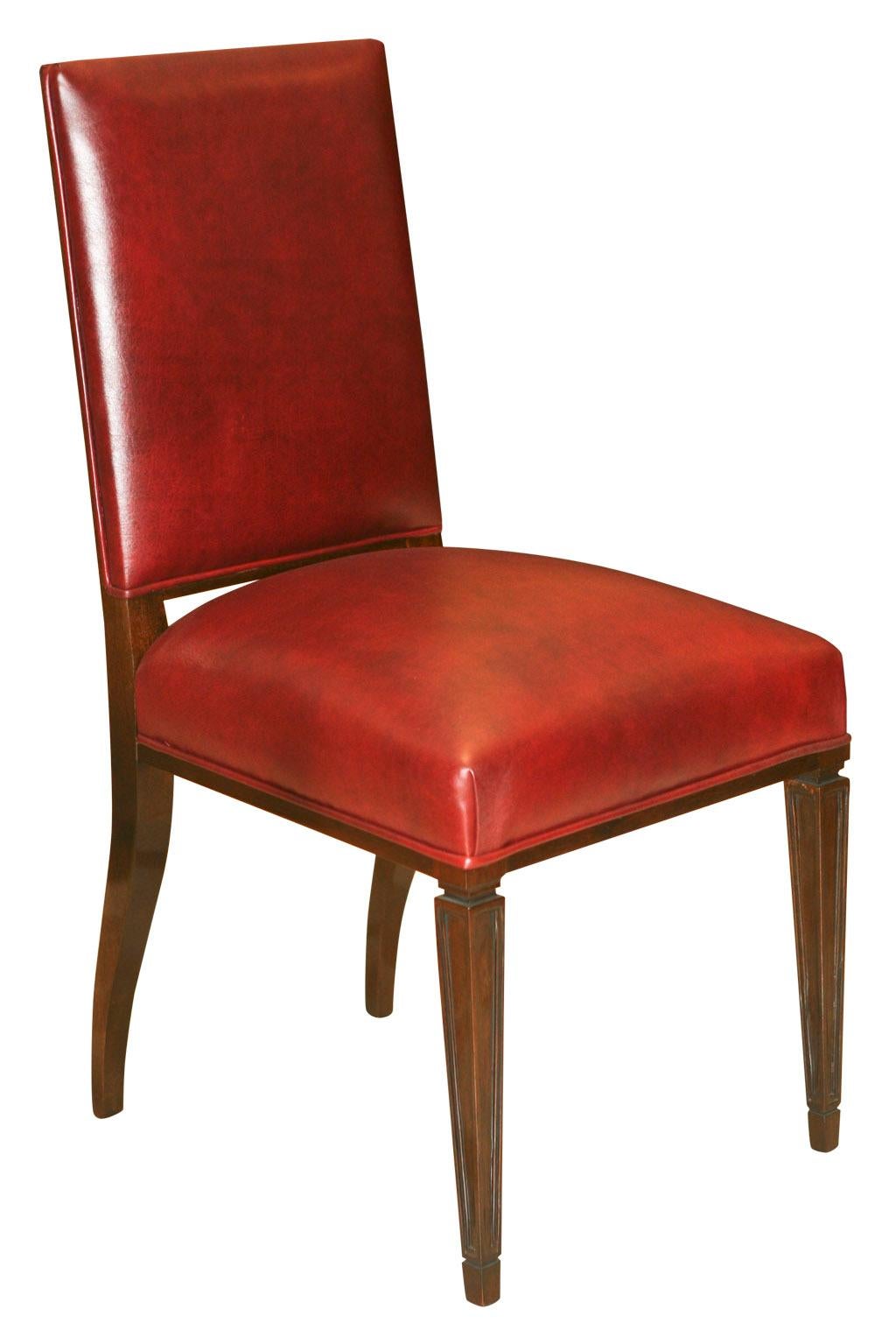 Luxury 12 Art Deco chairs in leather and wood.

Year 1930
Country: French
Materials : Wood and leather
Finish: polyurethanic lacquer
Elegant and sophisticated 12 chairs.
You want to live in the golden years, these are the chairs your project