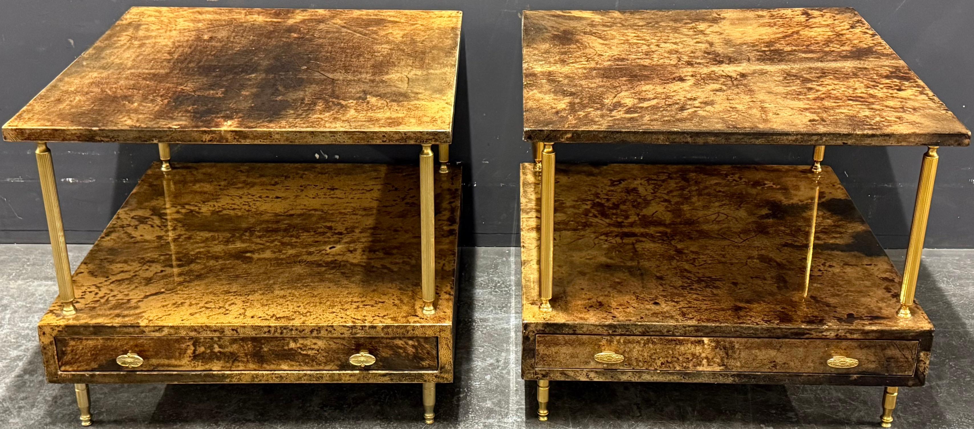 Metallo Incredibile set di 2 tavolini da salotto di Aldo Tura in vendita