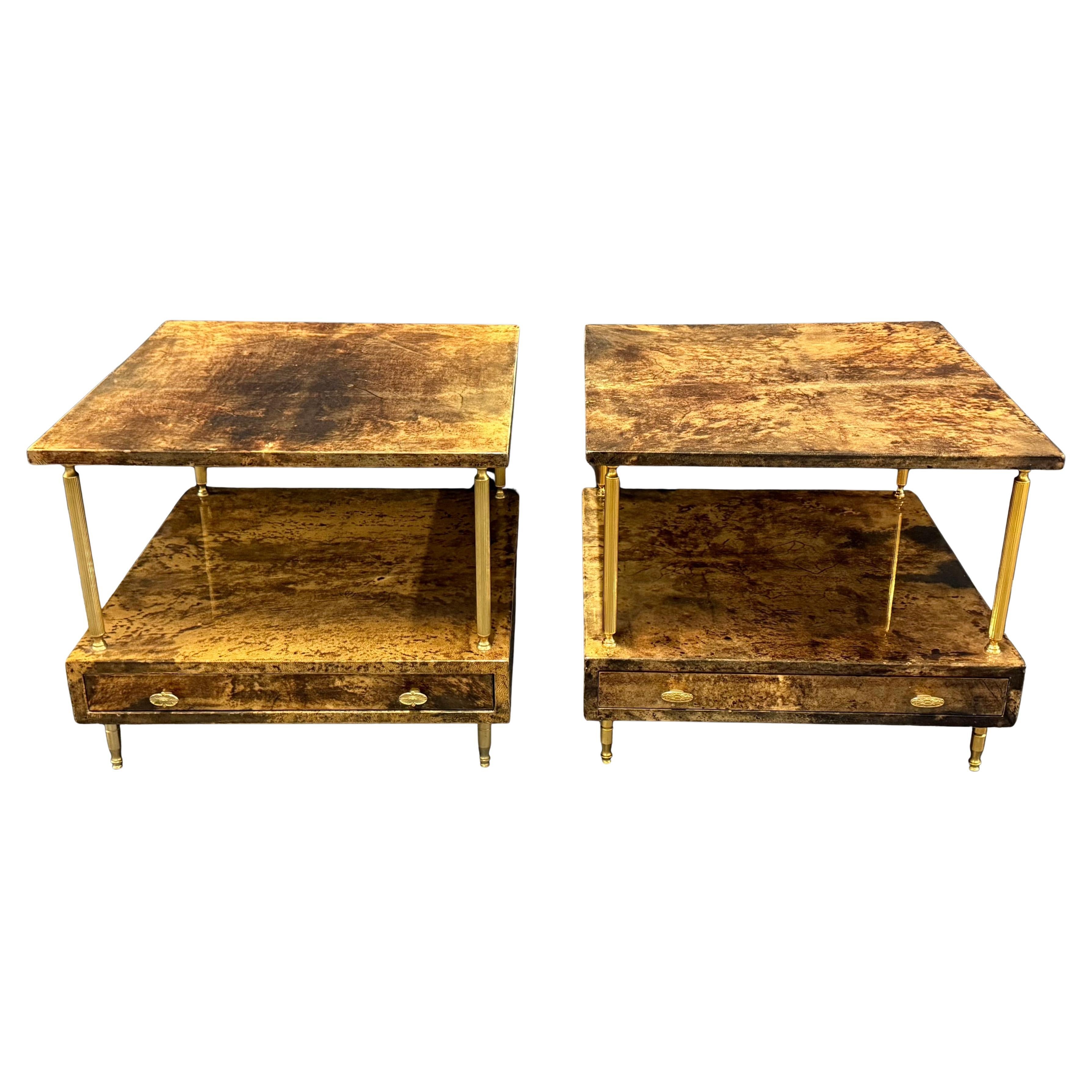 Amazing set of 2 end - or coffee tables by aldo tura