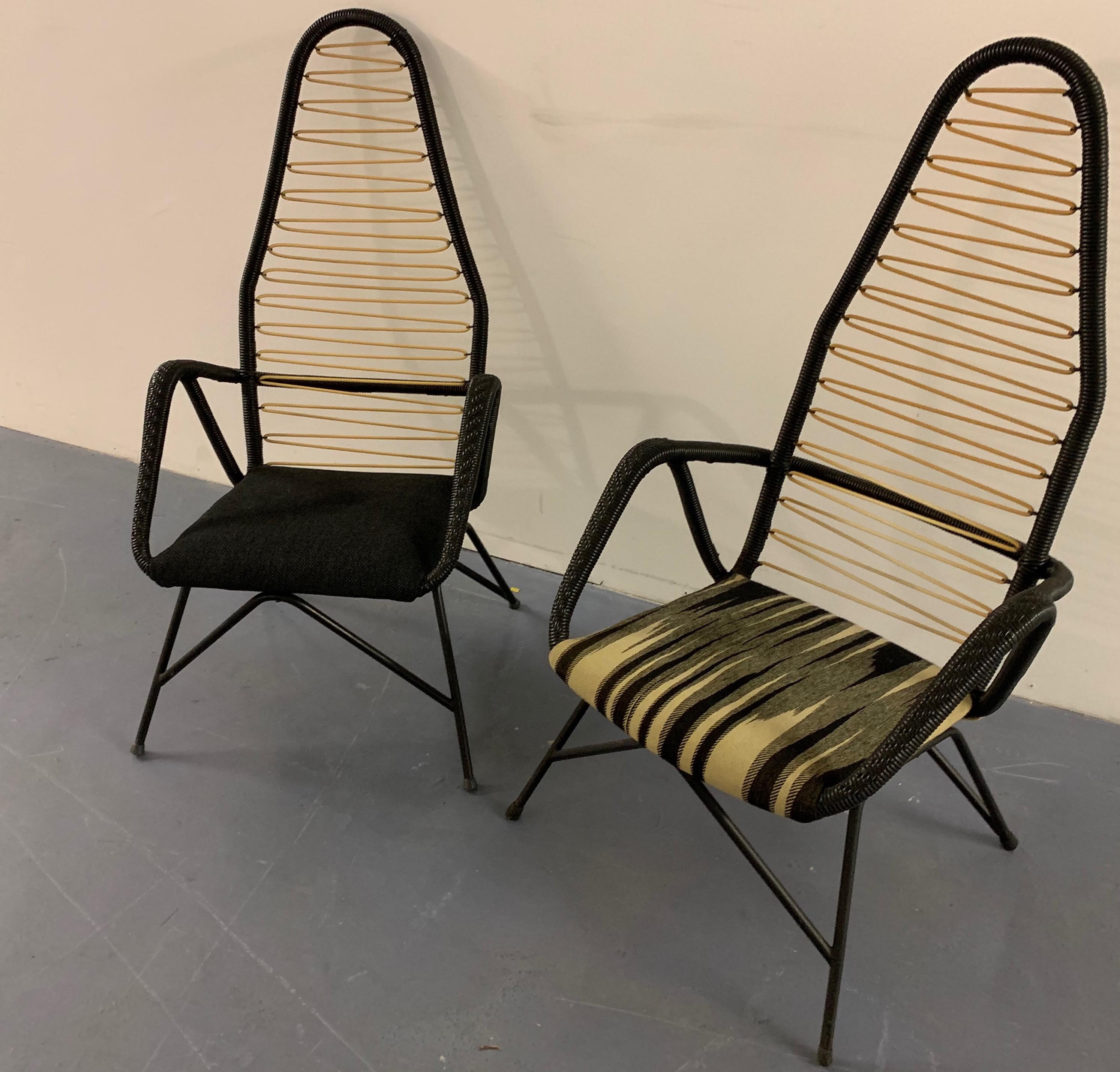 Bamboo Amazing Set of 2 Scandinavian Highback Lounge Chairs For Sale