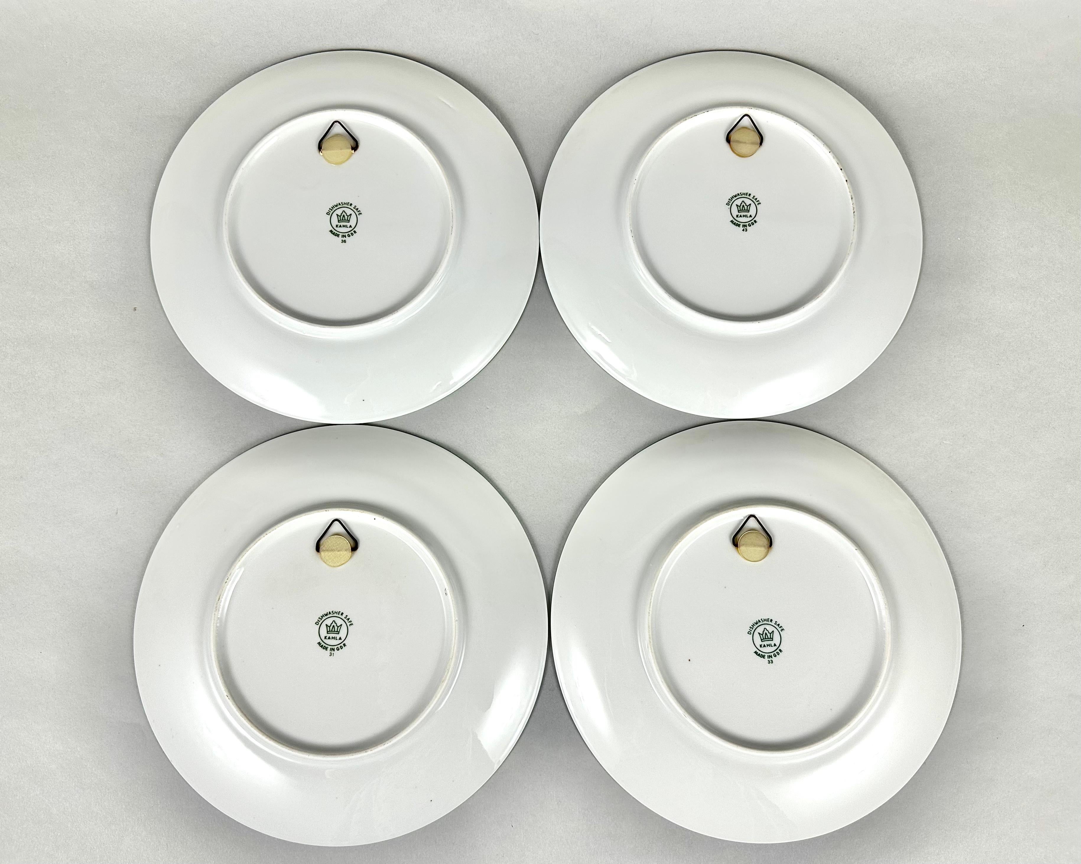 Late 20th Century Amazing Set of 4 Porcelain Wall Plates Four Seasons from Kahla GDR 1970 For Sale