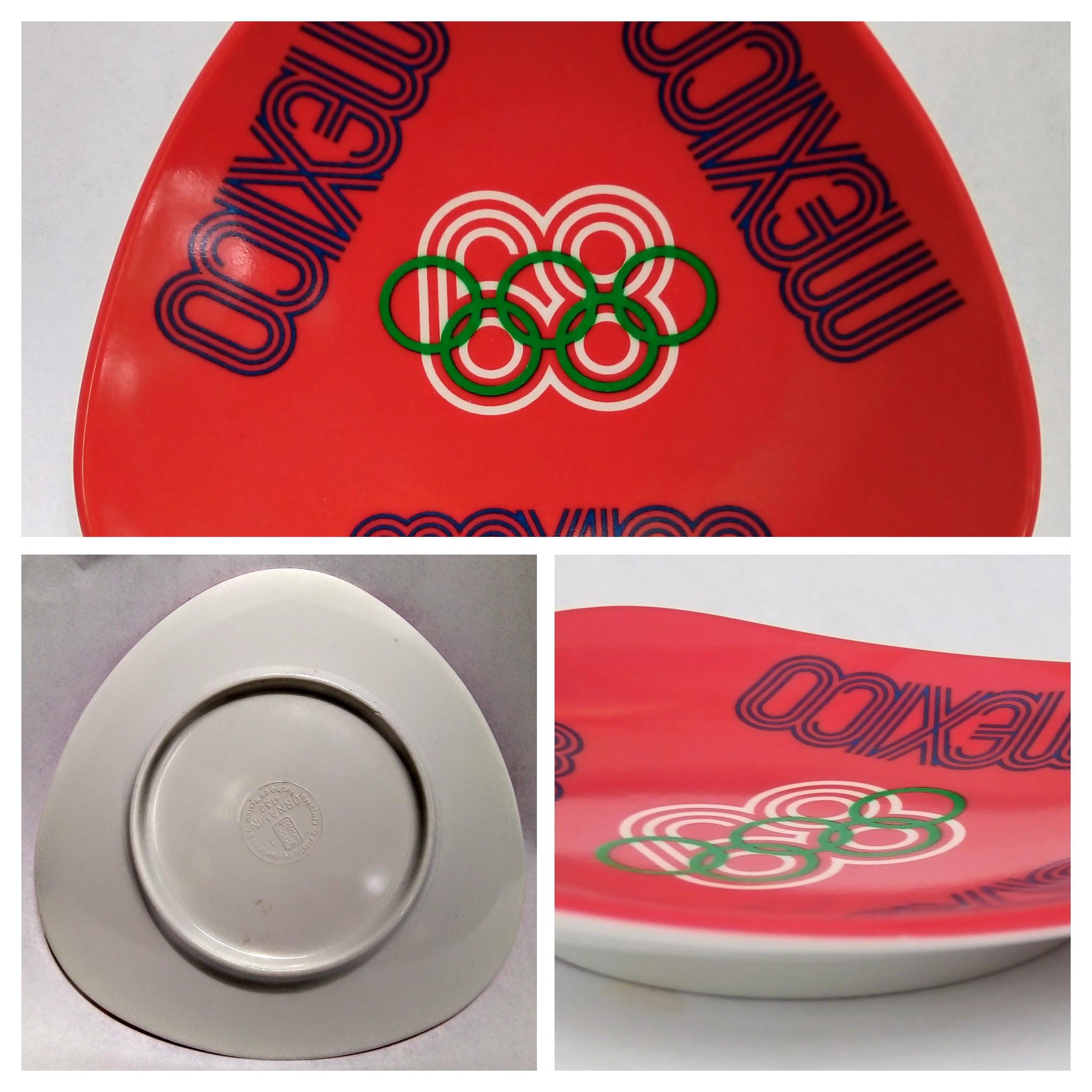 Organic Modern Amazing Set of 5 Original Ashtrays from Mexico68 Olympic Games in Striking Color