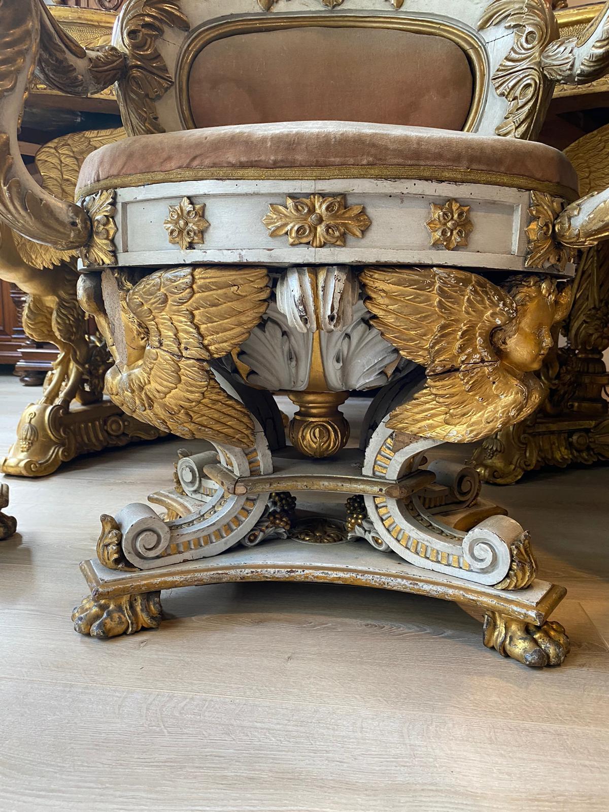 Magnifique ensemble de fauteuil et 2 chaises Premier Empire Napoléon III début du 19ème siècle en vente 3
