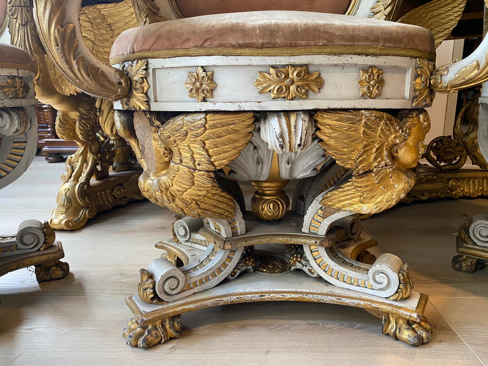 Magnifique ensemble de fauteuil et 2 chaises Premier Empire Napoléon III début du 19ème siècle en vente 6