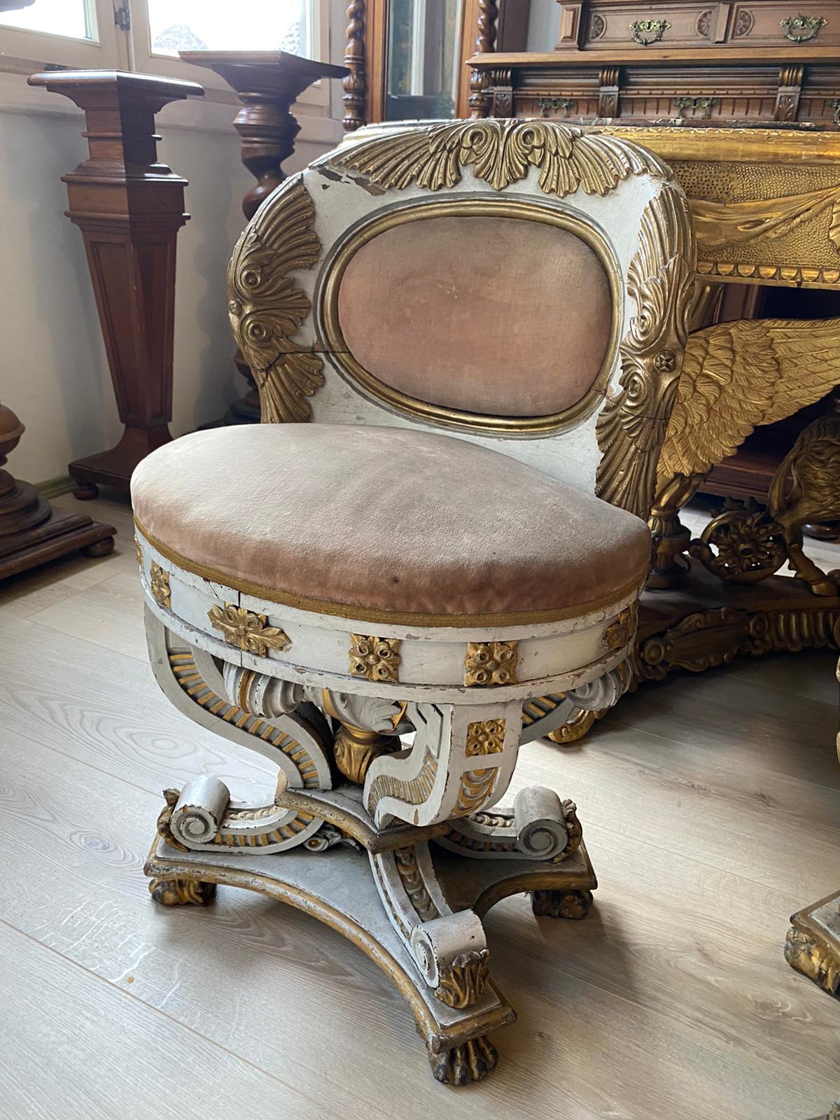 Magnifique ensemble de fauteuil et 2 chaises Premier Empire Napoléon III début du 19ème siècle en vente 8