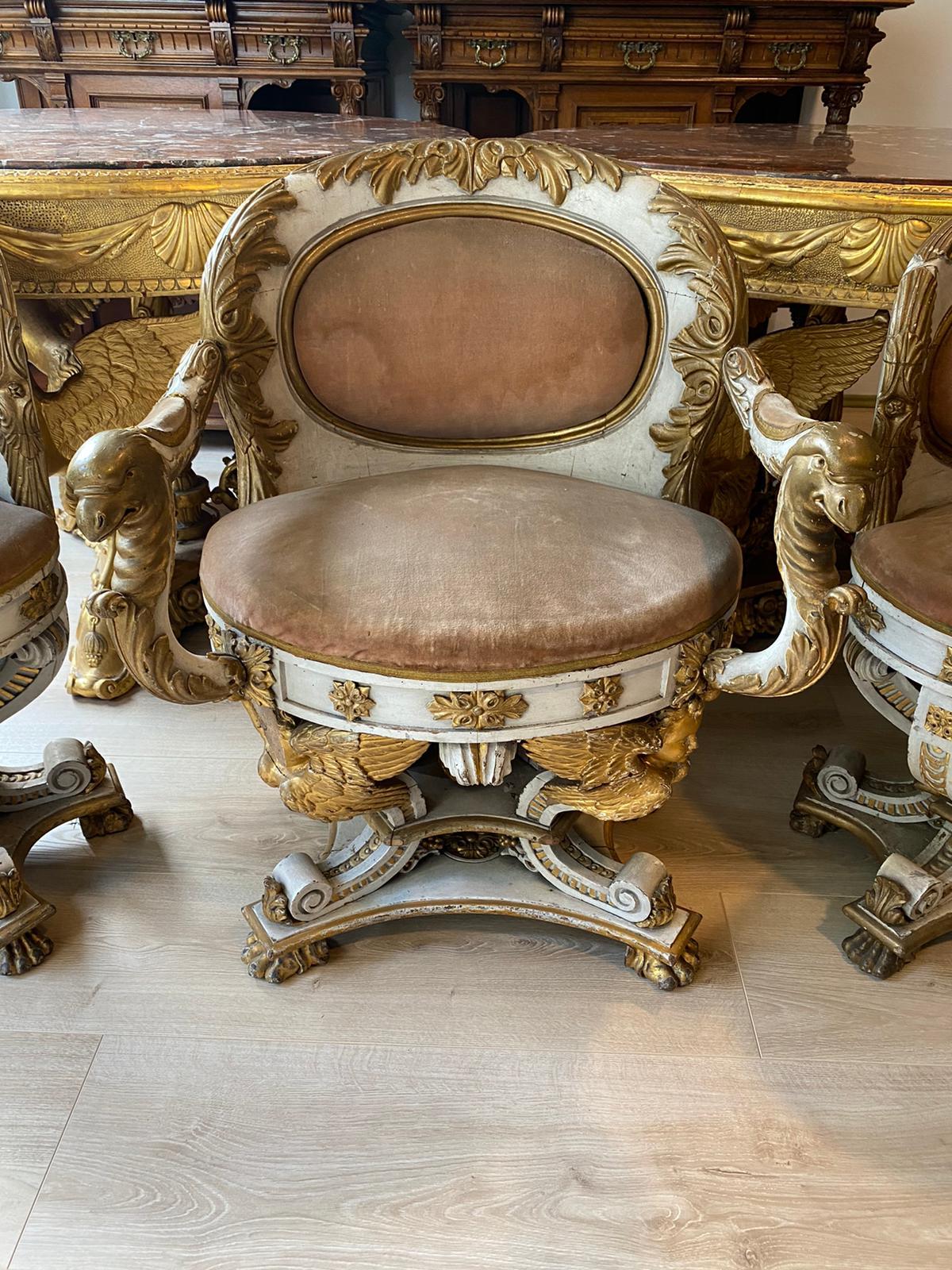 Magnifique ensemble de fauteuil et 2 chaises Premier Empire Napoléon III début du 19ème siècle en vente 9