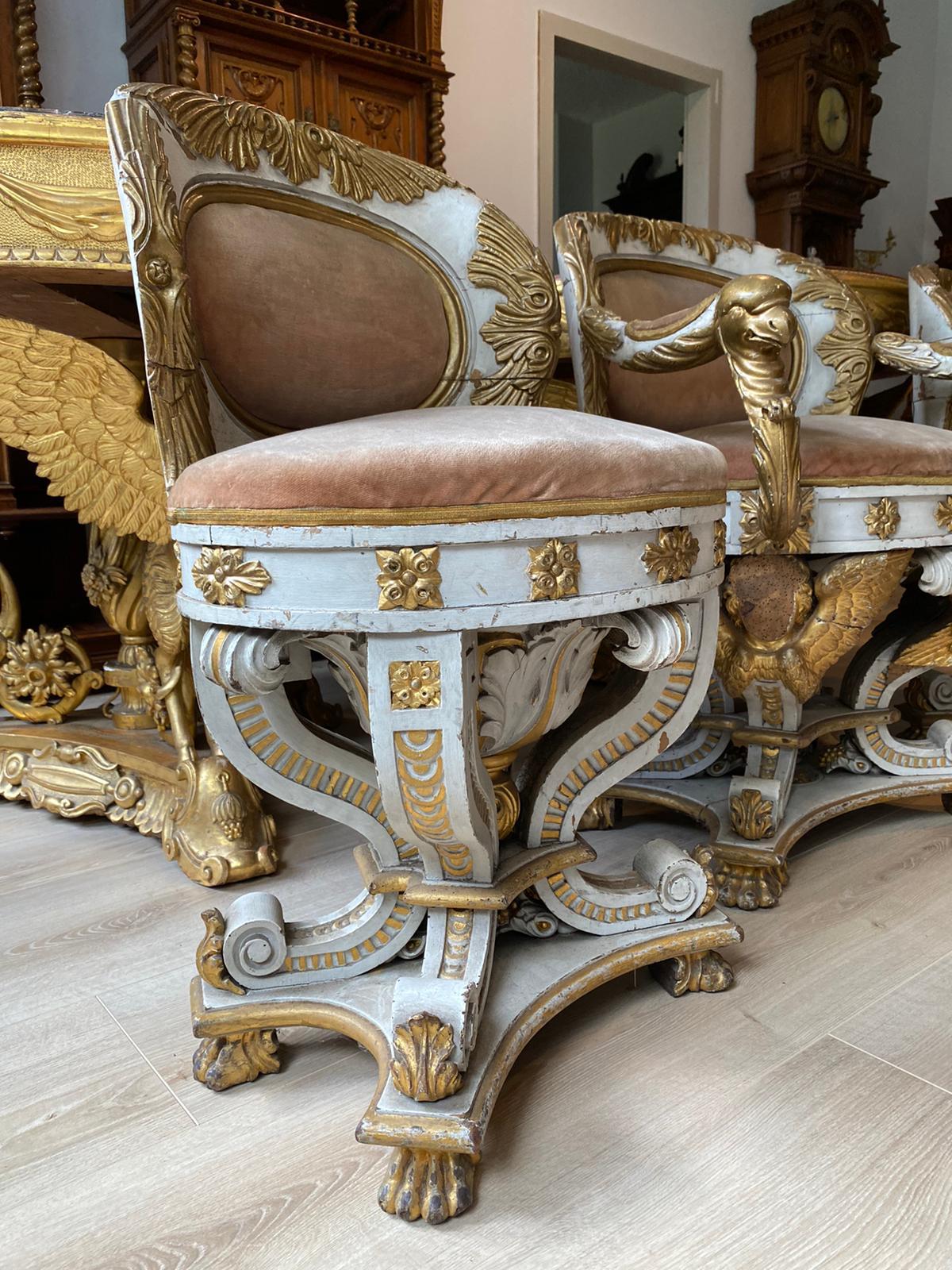 XIXe siècle Magnifique ensemble de fauteuil et 2 chaises Premier Empire Napoléon III début du 19ème siècle en vente