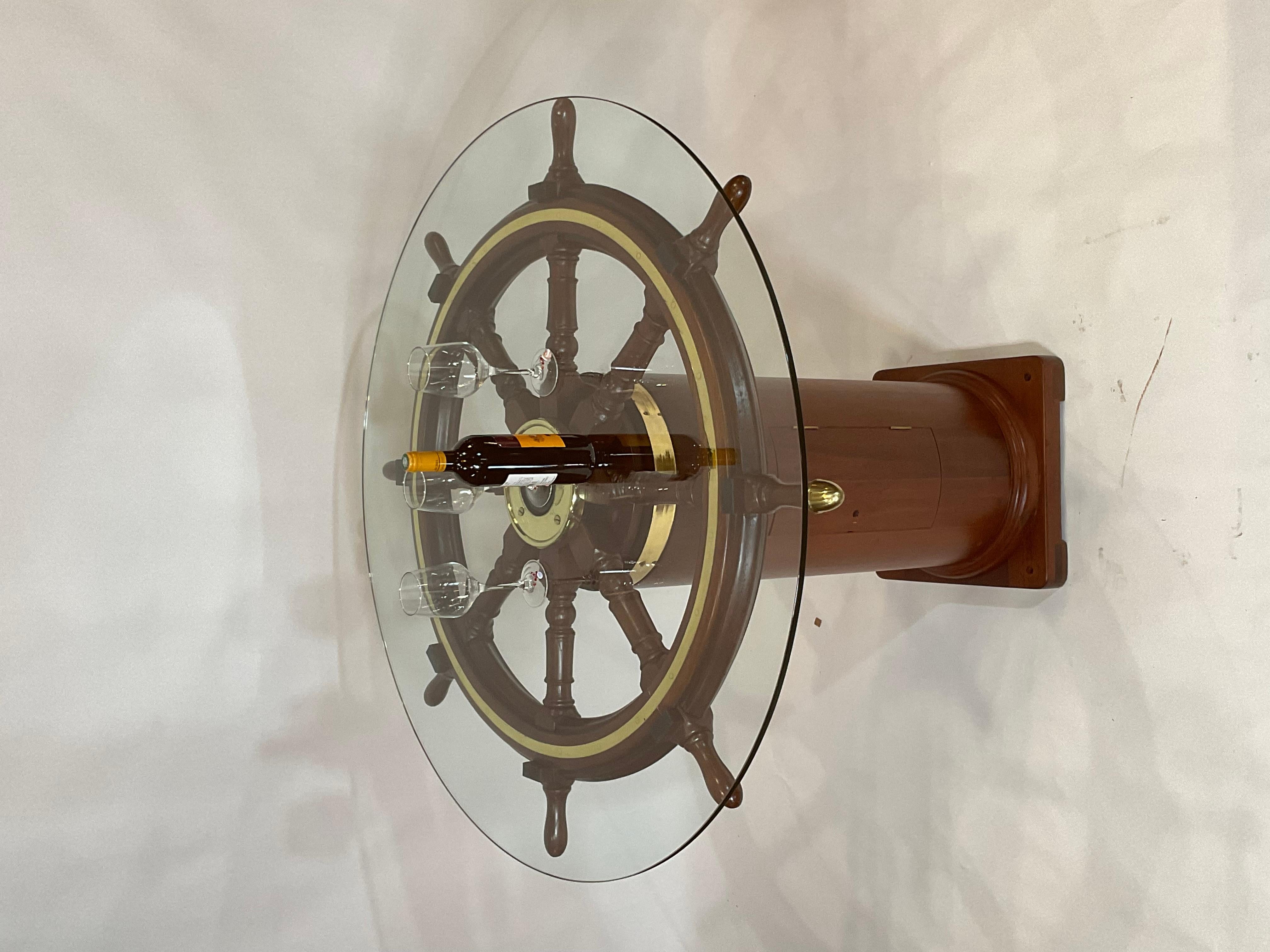 Polished Amazing Ships Wheel Pub Table For Sale