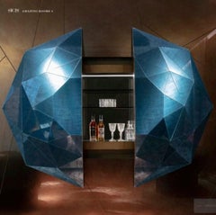 Increíble Mueble Bar Diamante Vetrite Interior Cristal Bronceado