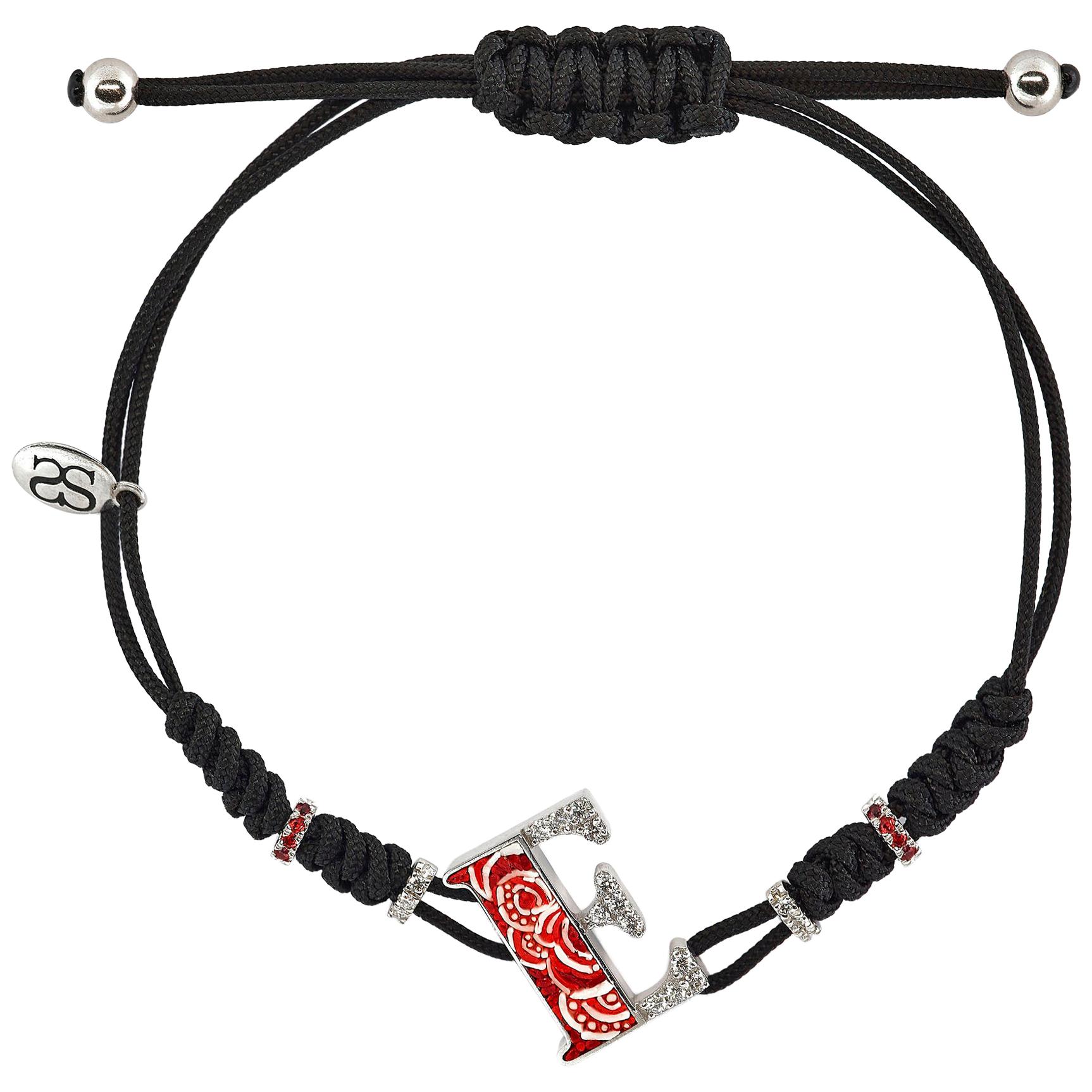 Bracciale elegante Lettera e Oro bianco Diamanti bianchi Zaffiri arancioni Micromosaico in vendita