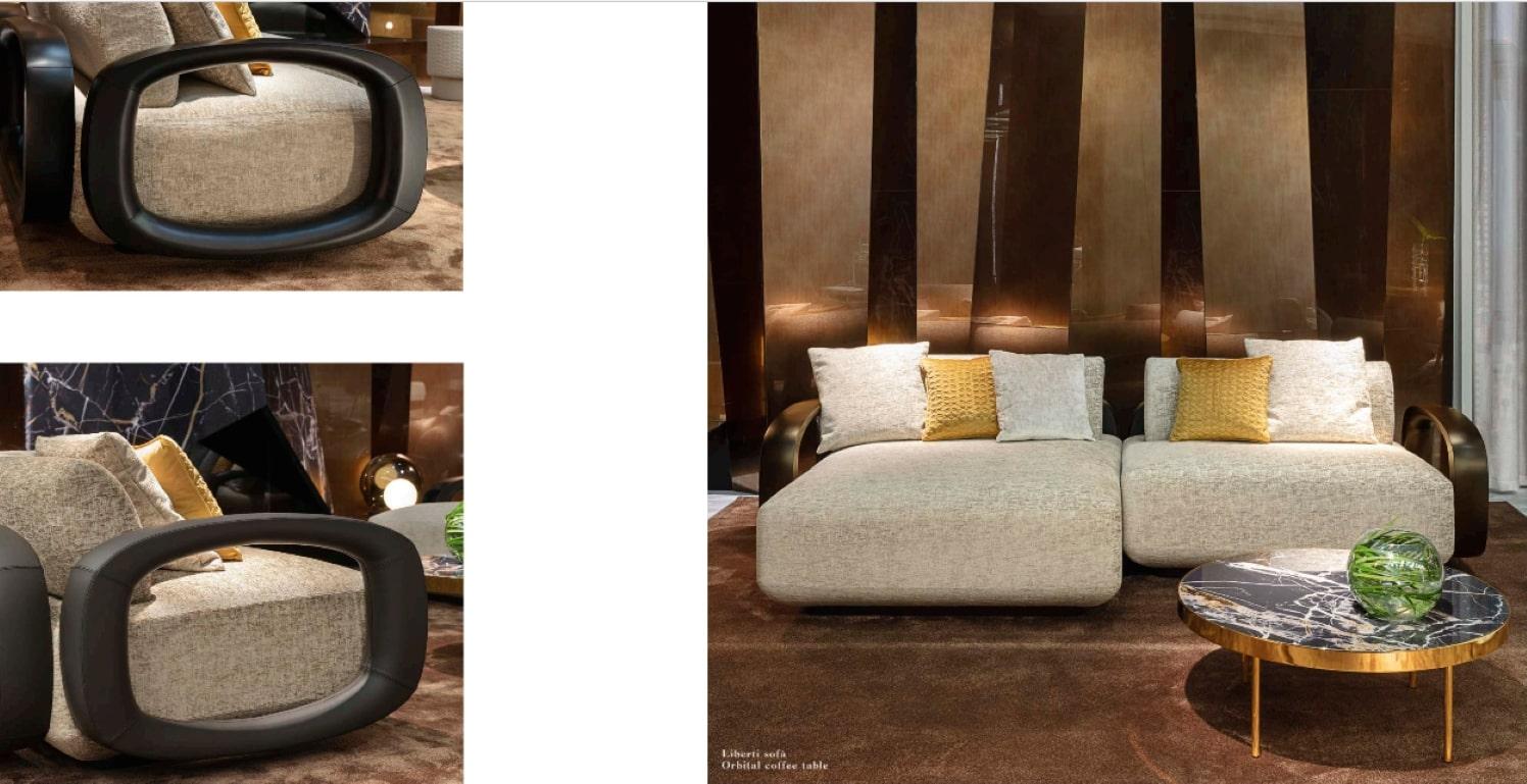 italien Amazing Liberti Sofa 3-Seat Frame Solid Wood Armrest Covered Leather en vente