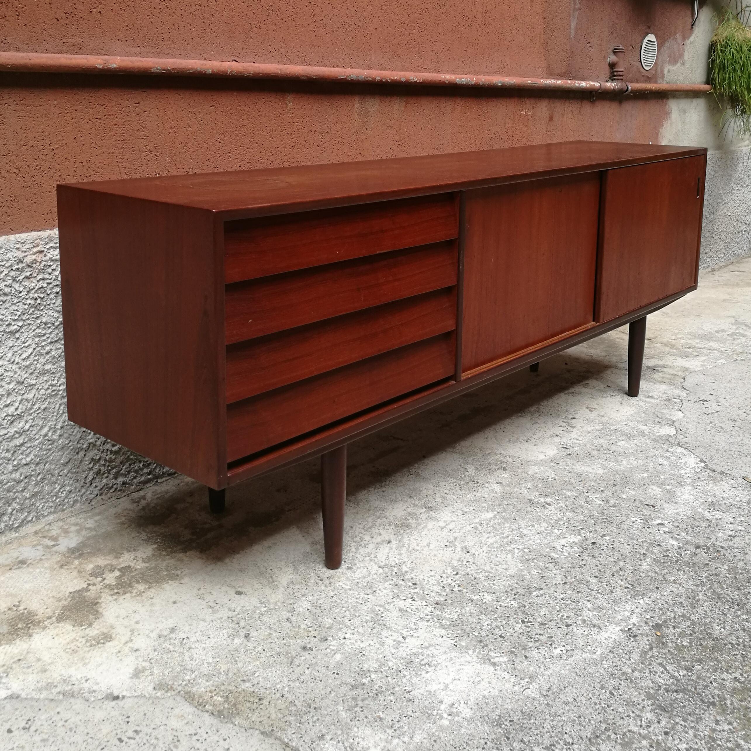 Mid-20th Century Amazing Sideboard in Teak with Drawers and Sliding Doors 1960 Denmark