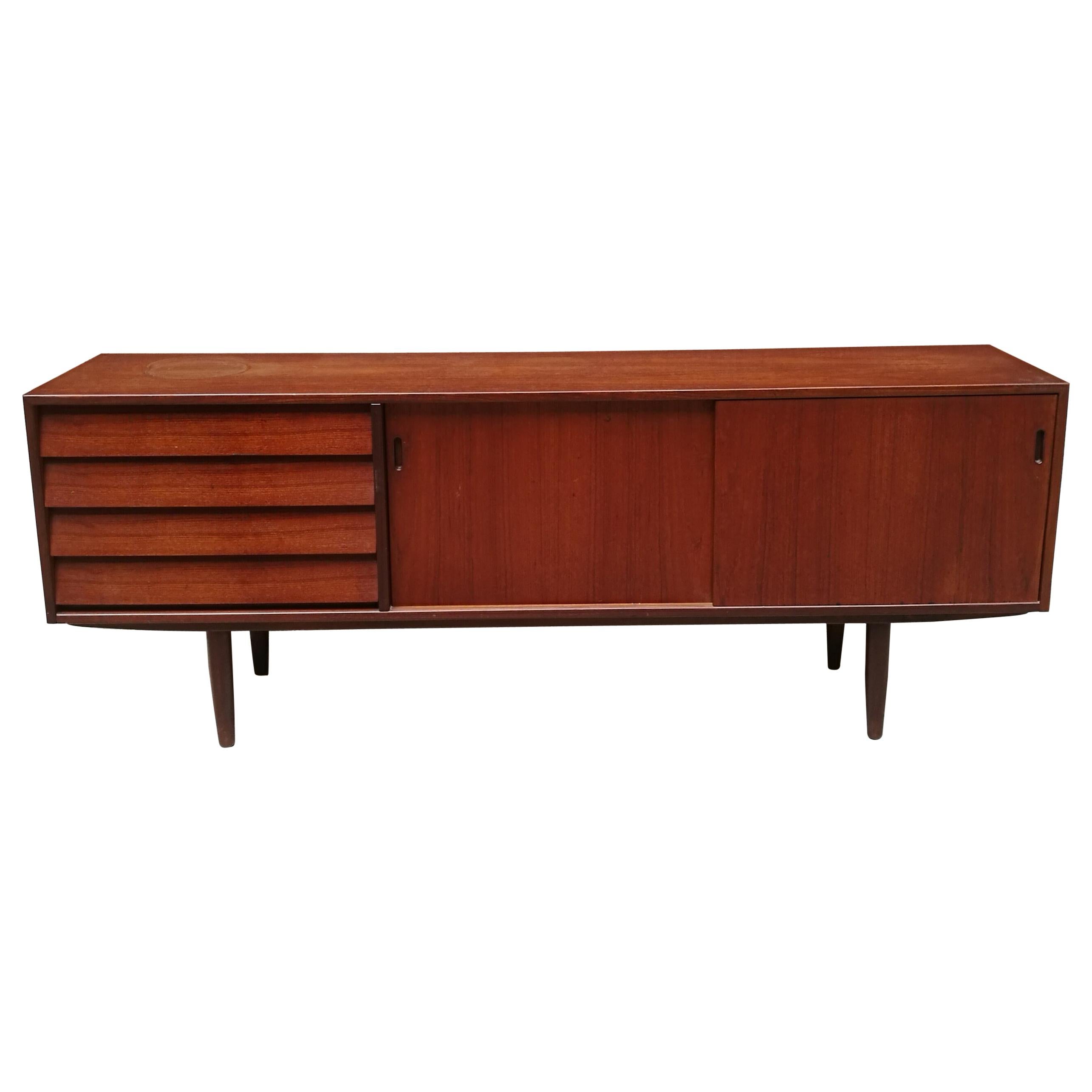 Amazing Sideboard in Teak with Drawers and Sliding Doors 1960 Denmark