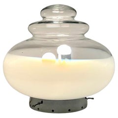 Vintage Amazing Space Age 'UFO' Flying Saucer Table Lamp in Glass and Metal, Italy 1960s
