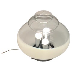 Étonnante lampe de table soucoupe volante "UFO" de l'A Space en verre et métal, Italie, années 1960