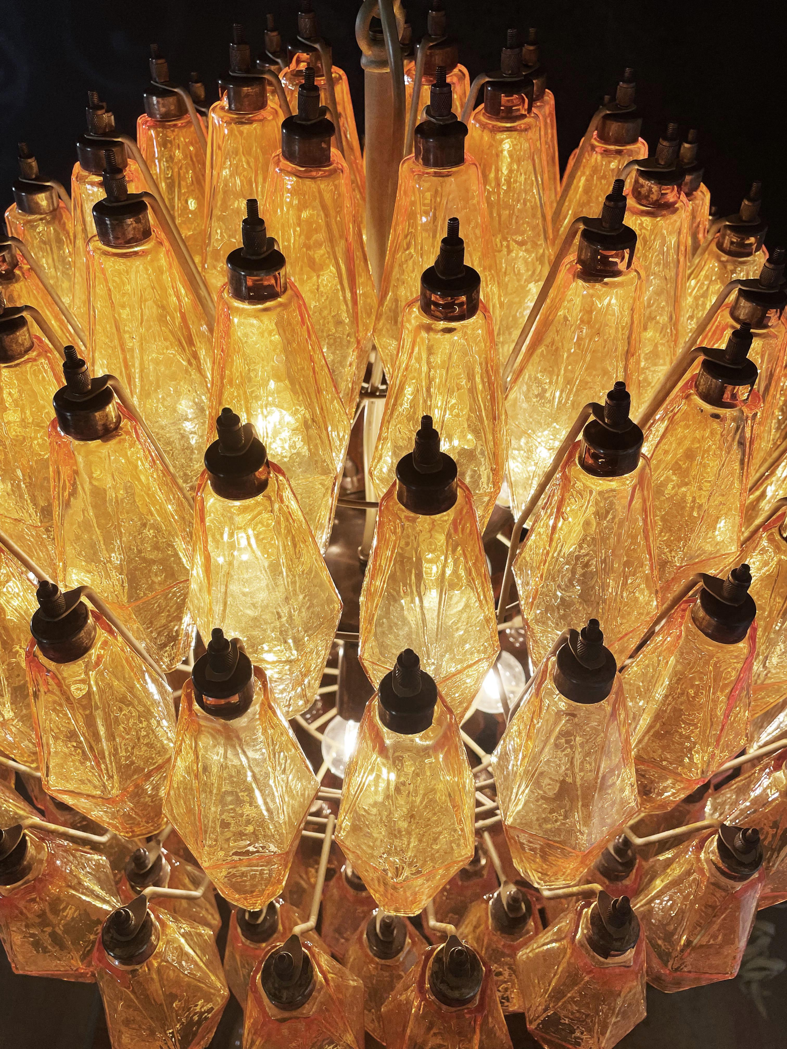 Amazing Spherical Murano Poliedri Candelier - 140 Amber Poliedri For Sale 8