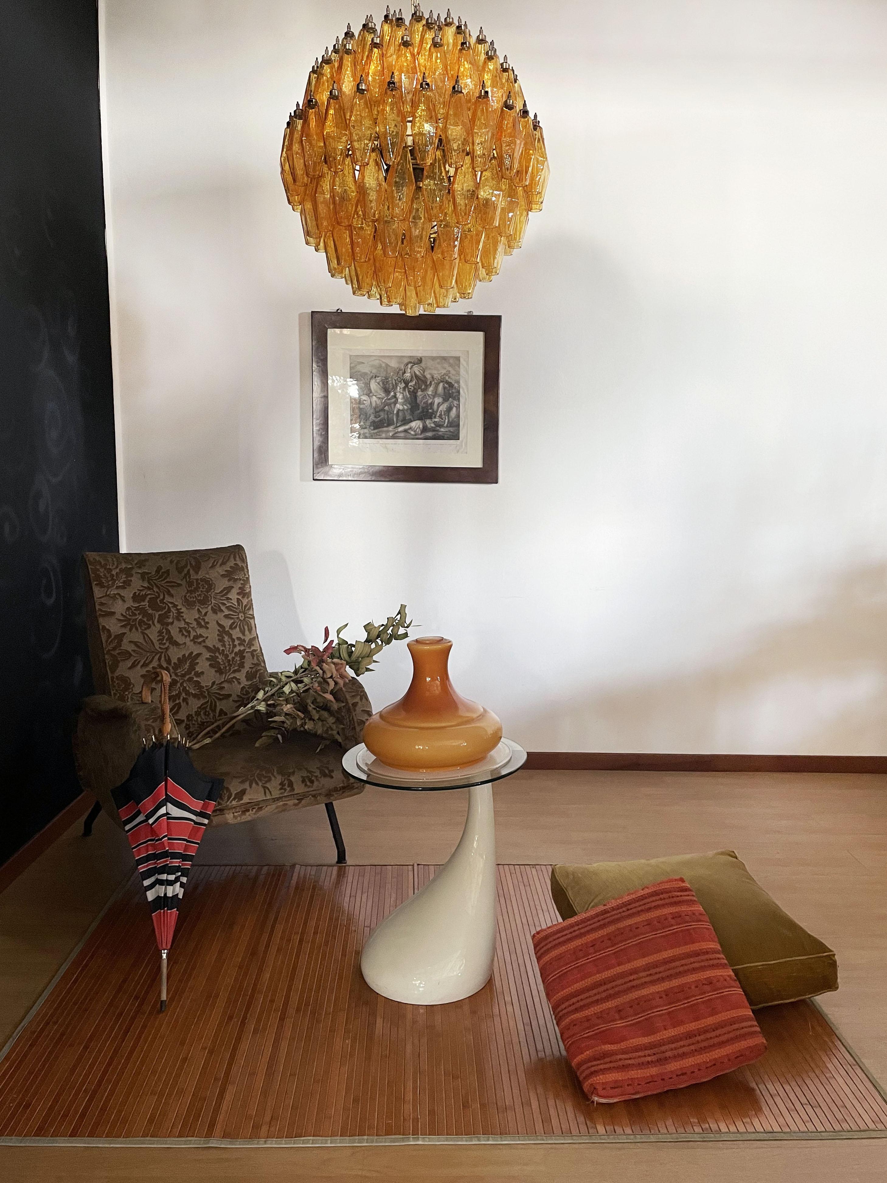 Amazing Spherical Murano Poliedri Candelier - 140 Amber Poliedri For Sale 3