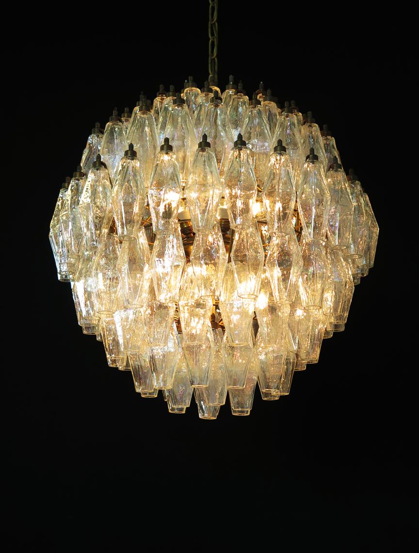 Amazing Spherical Murano Poliedri Candelier, 140 Iridescent Poliedri For Sale 2