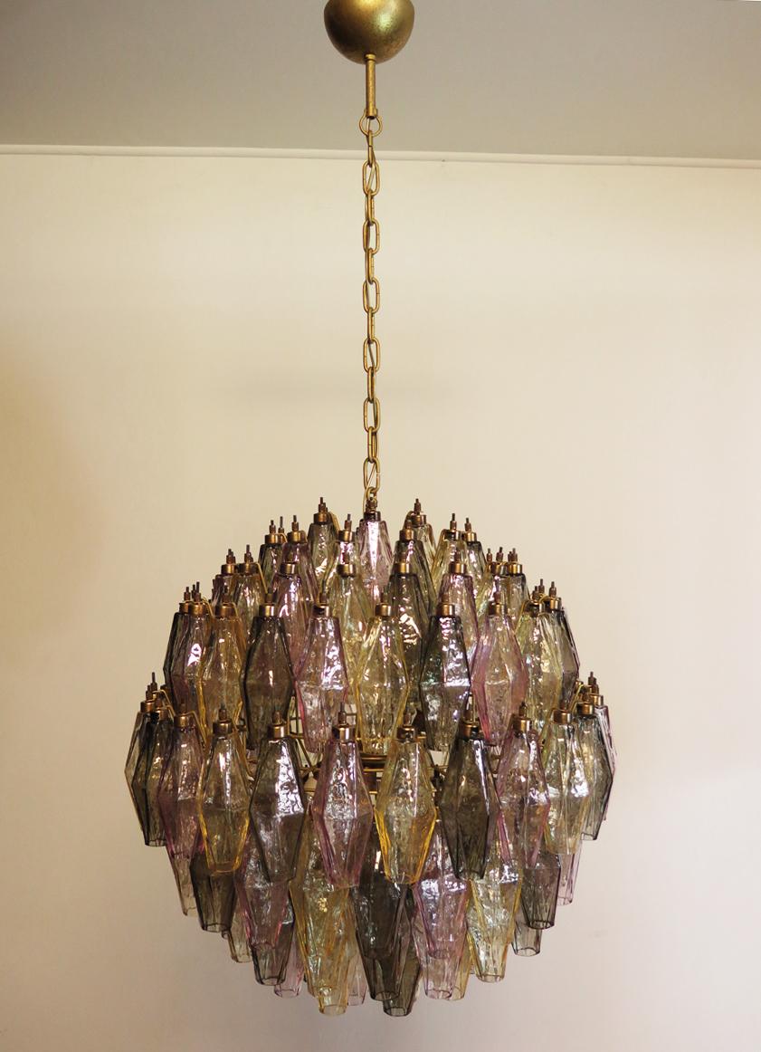 Magnifique lustre sphérique Poliedri de Murano, 140 verres multicolores en vente 3