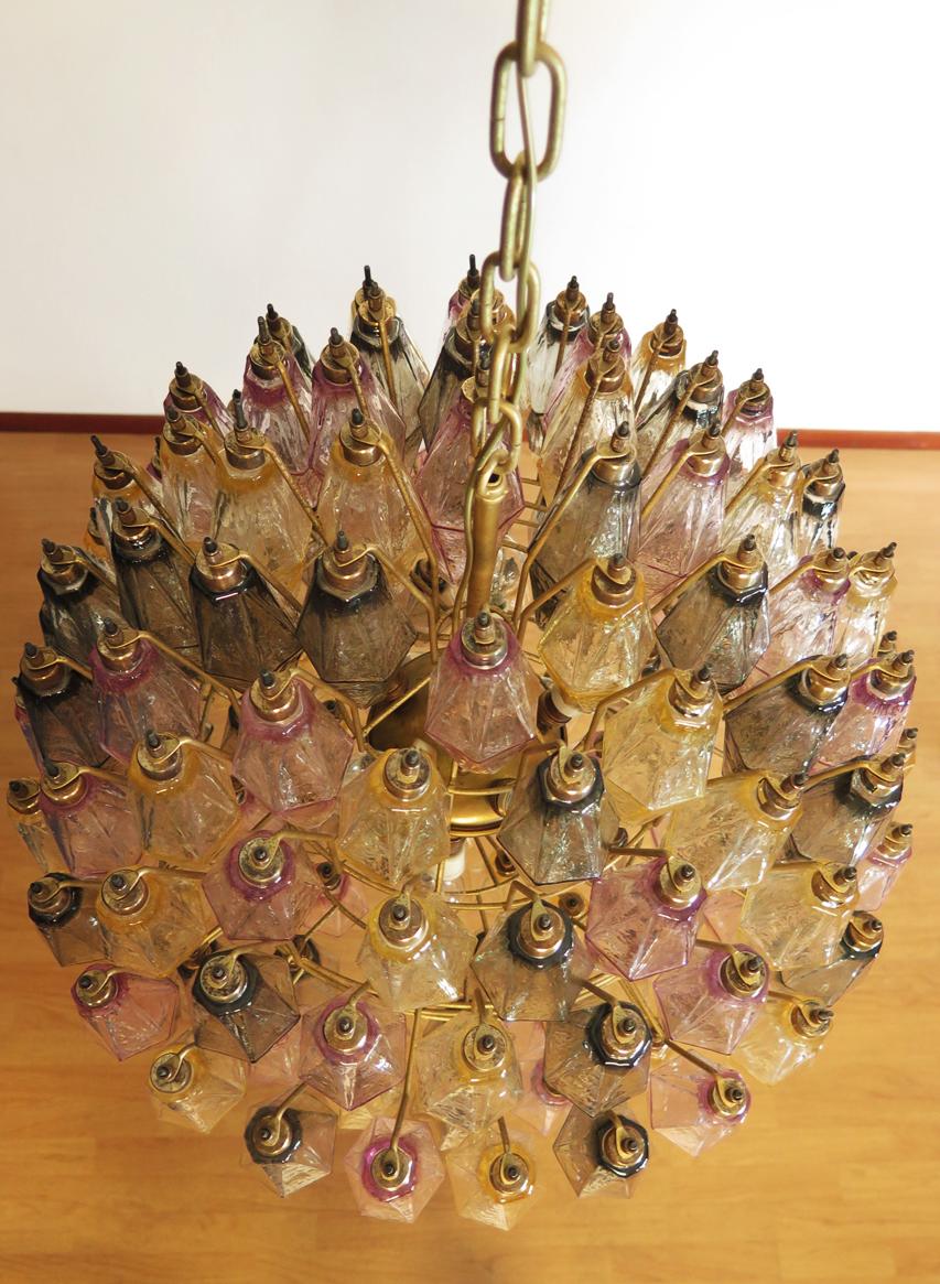 Magnifique lustre sphérique Poliedri de Murano, 140 verres multicolores en vente 4