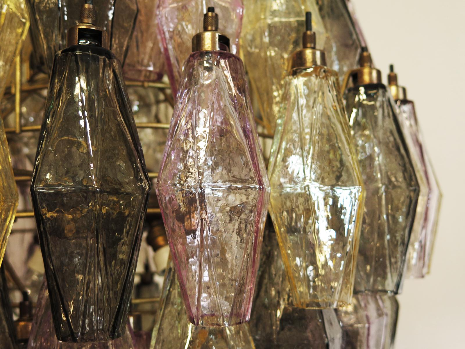 Magnifique lustre sphérique Poliedri de Murano, 140 verres multicolores en vente 1