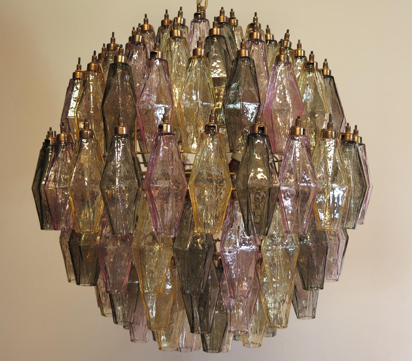 Magnifique lustre sphérique Poliedri de Murano, 140 verres multicolores en vente 2