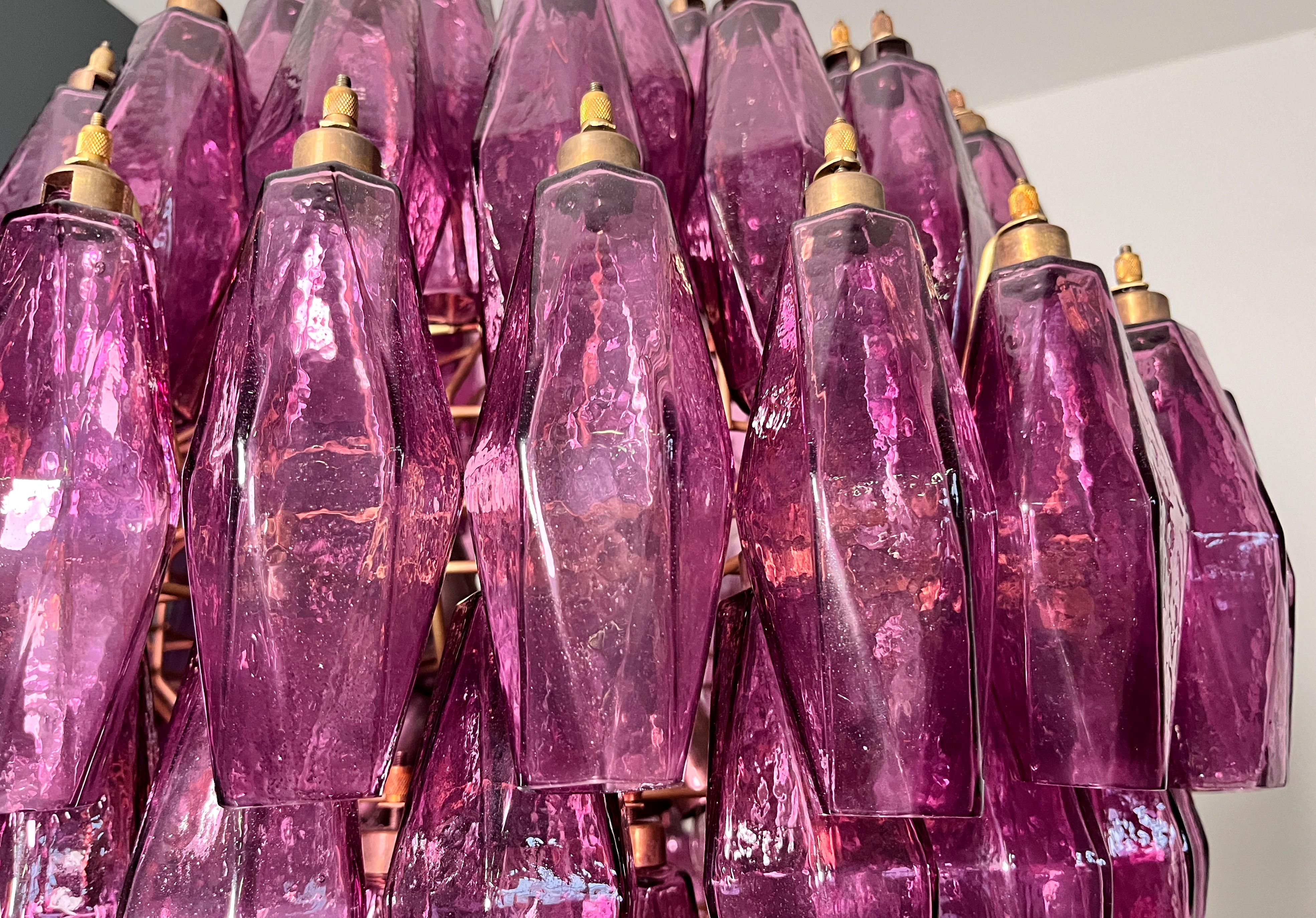 Amazing spherical Murano polyhedra Candelier - 140 amethyst polyhedra For Sale 3