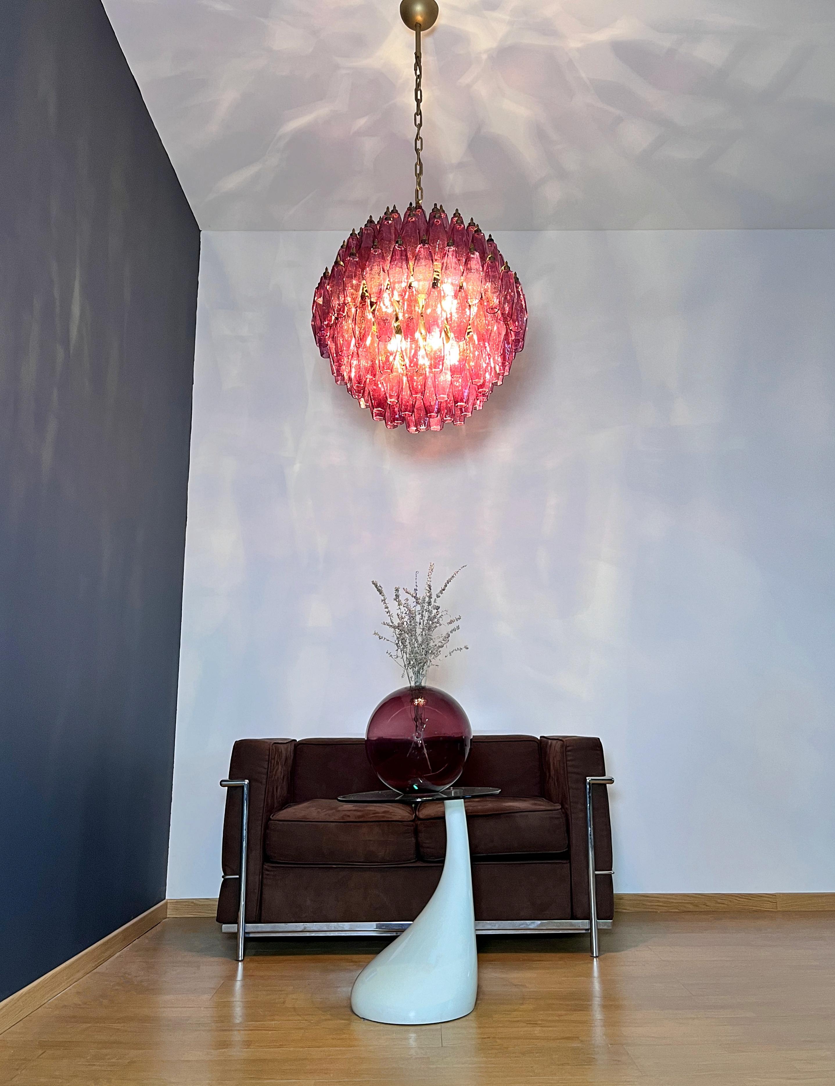 Amazing spherical Murano polyhedra Candelier - 140 amethyst polyhedra For Sale 5