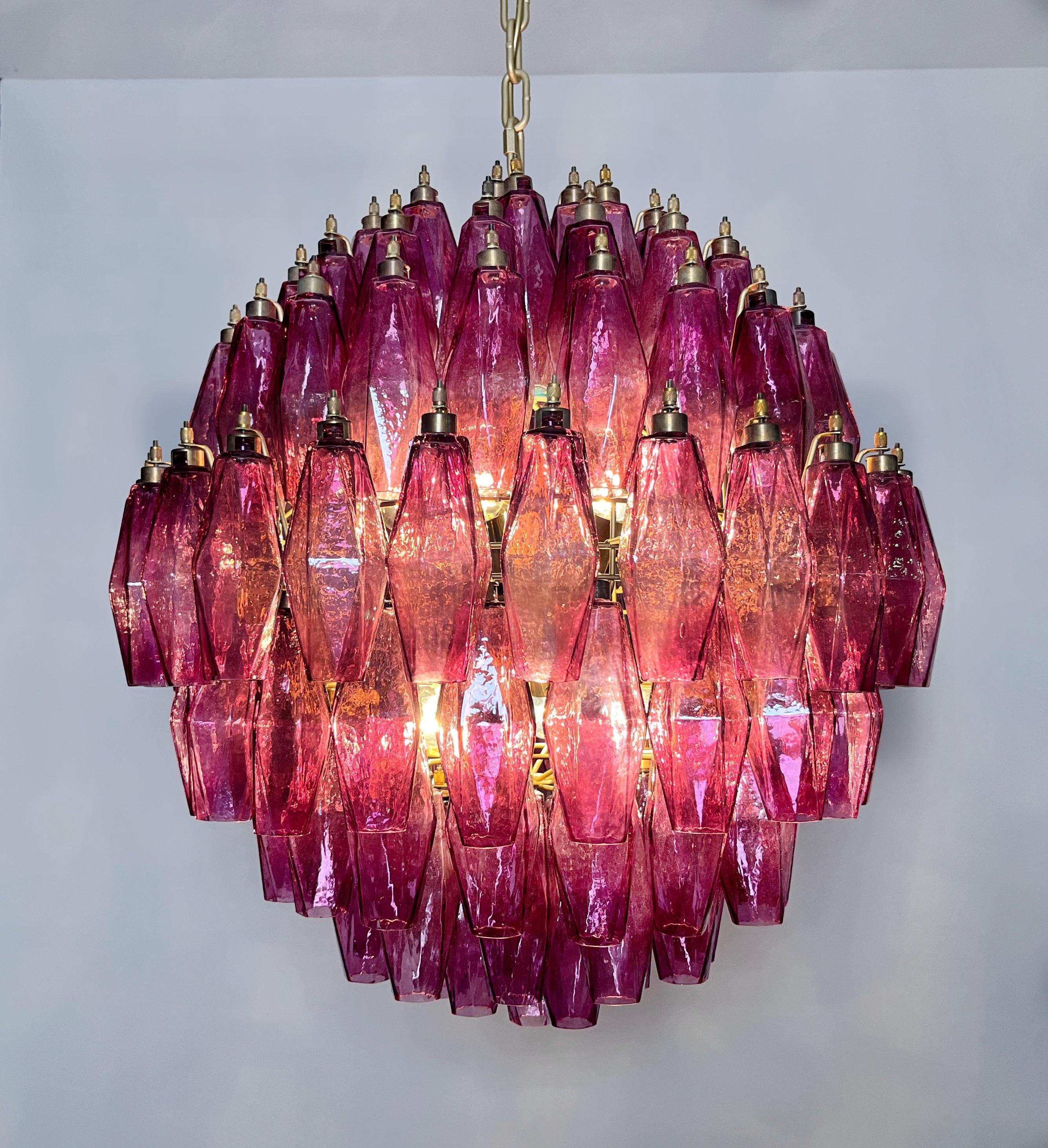 Amazing spherical Murano polyhedra Candelier - 140 amethyst polyhedra For Sale 6