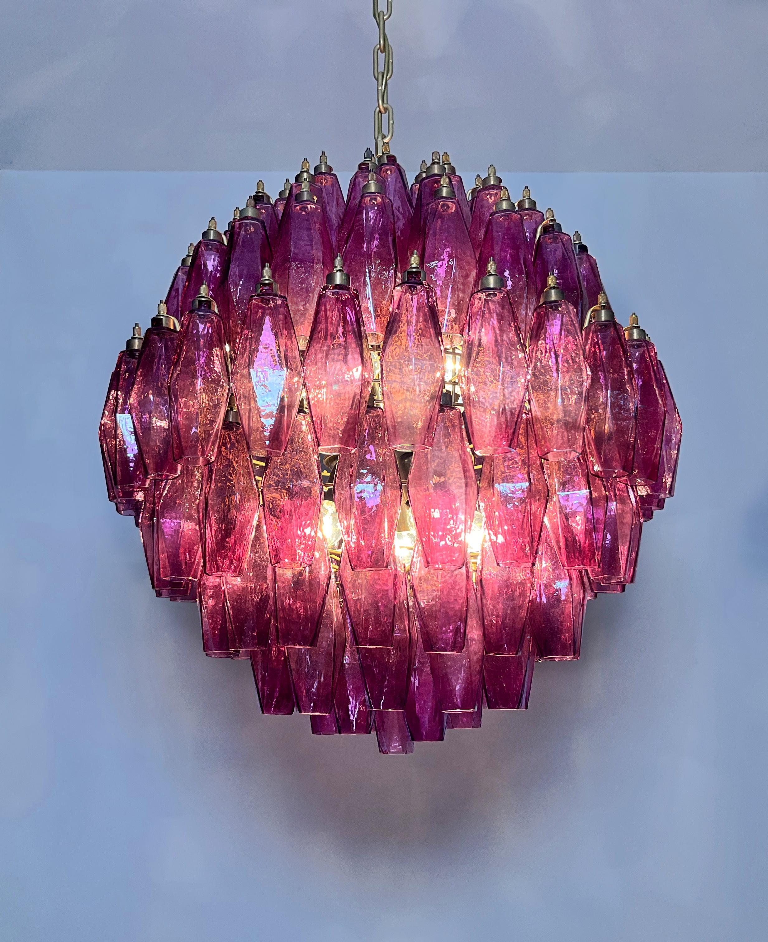 Amazing spherical Murano polyhedra Candelier - 140 amethyst polyhedra For Sale 7